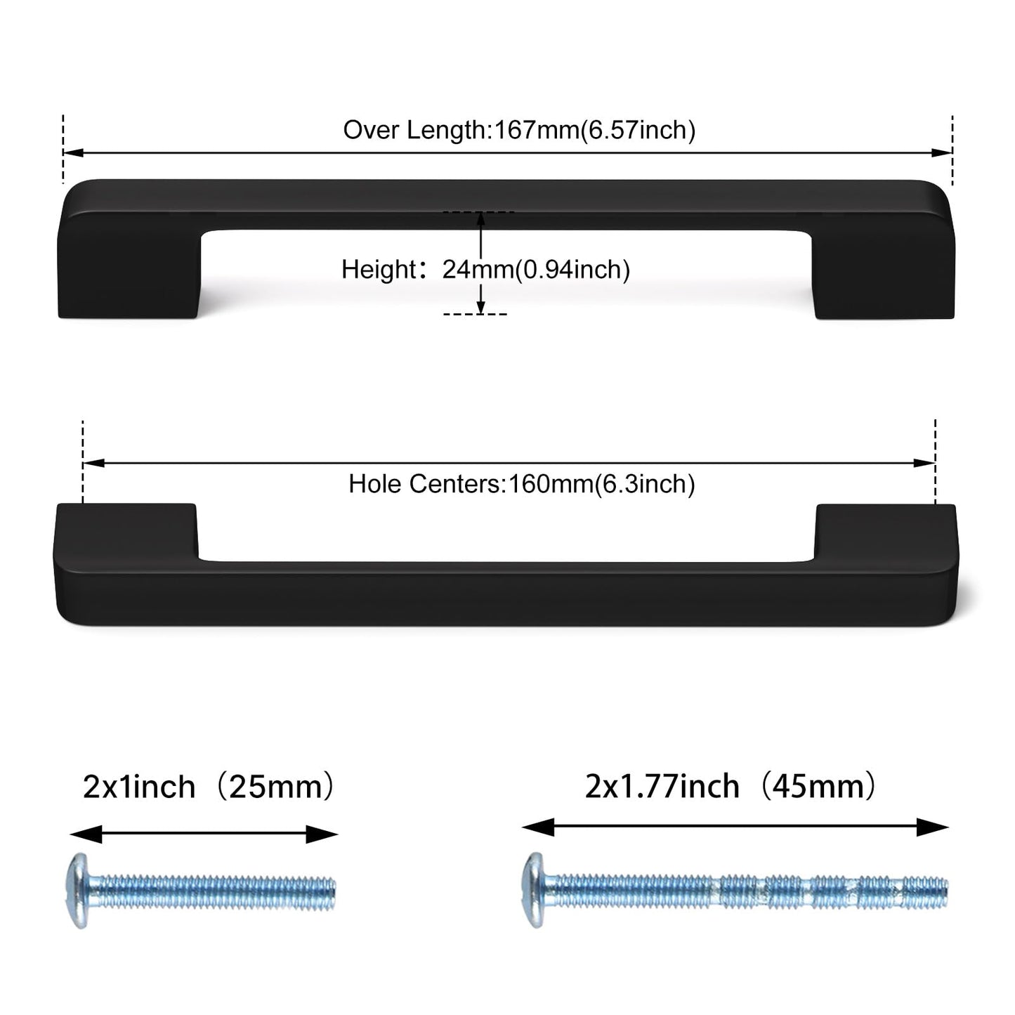 Rergy Champagne Bronze Cabinet Pulls, 10 Pack Champagne Bronze Cabinet Handles, 6.25" Screw Spacing Kitchen Cabinet Handles, 6-1/4inch(160mm) Center to Center Bathroom Cabient Hardware
