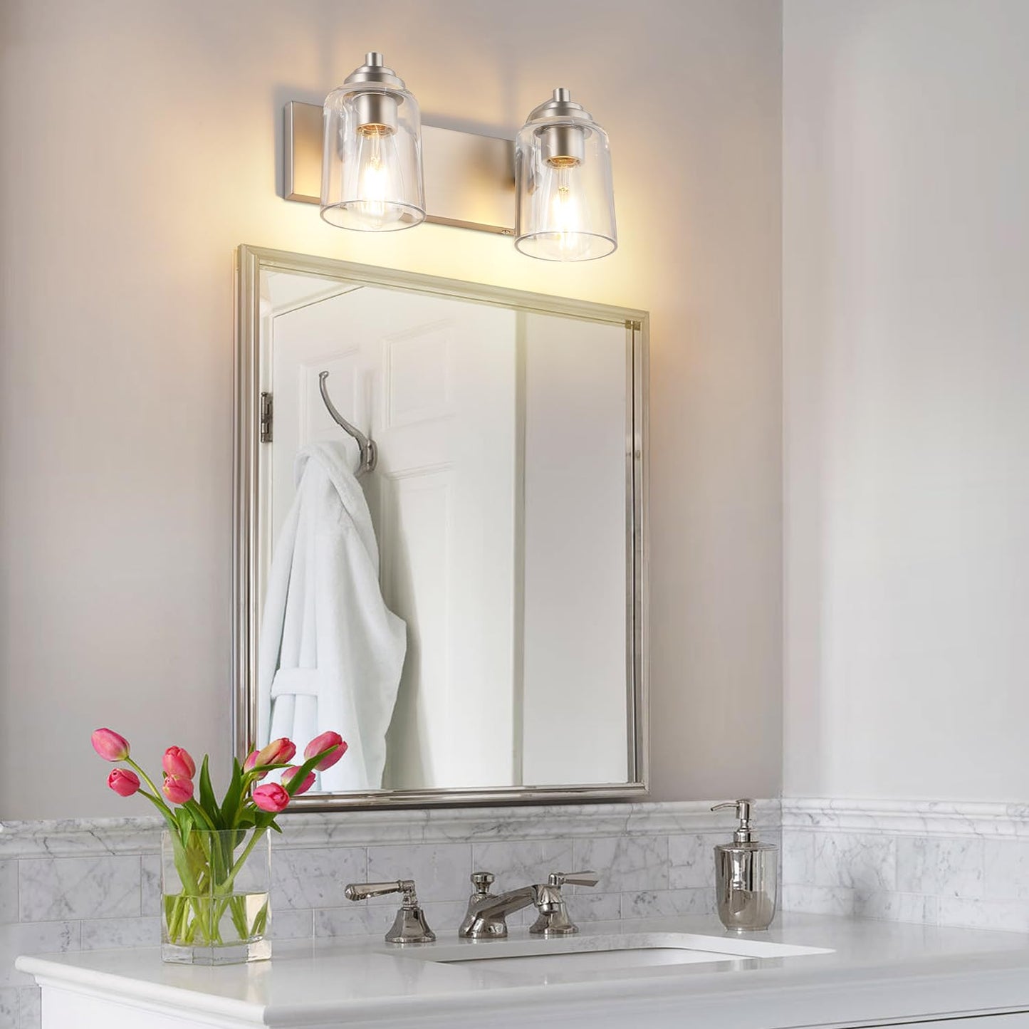 SOLFART Vintage Vanity Lighting Fixtures for Bathroom Black with Bronze Wall Lamp Sconce Black with Bronze 4 lights