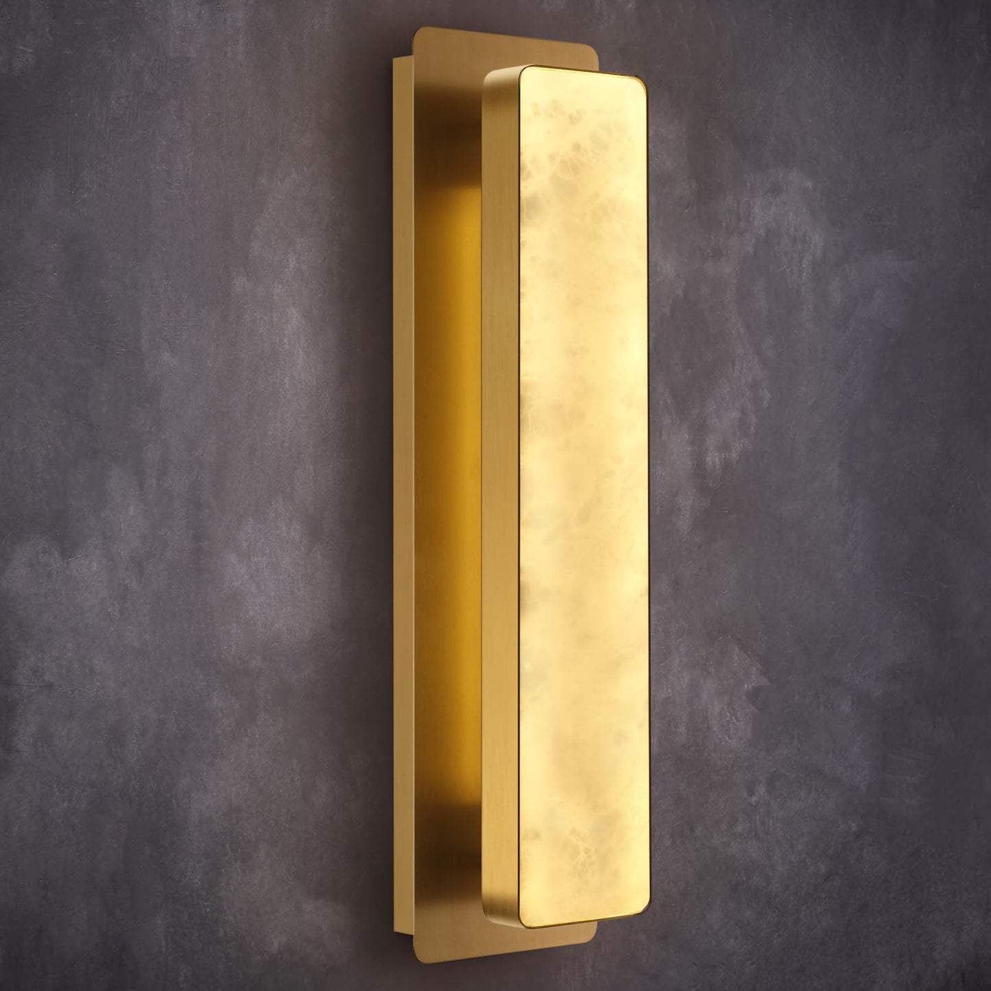 Modern Alabaster Wall Sconces Set of Two, 20" Gold Bathroom Sconces Wall Lighting Brass Sconce Vanity Light Indoor Natural Marble Wall Lights for Living Room, Dining Room, Bedroom, Stairs, Foyer