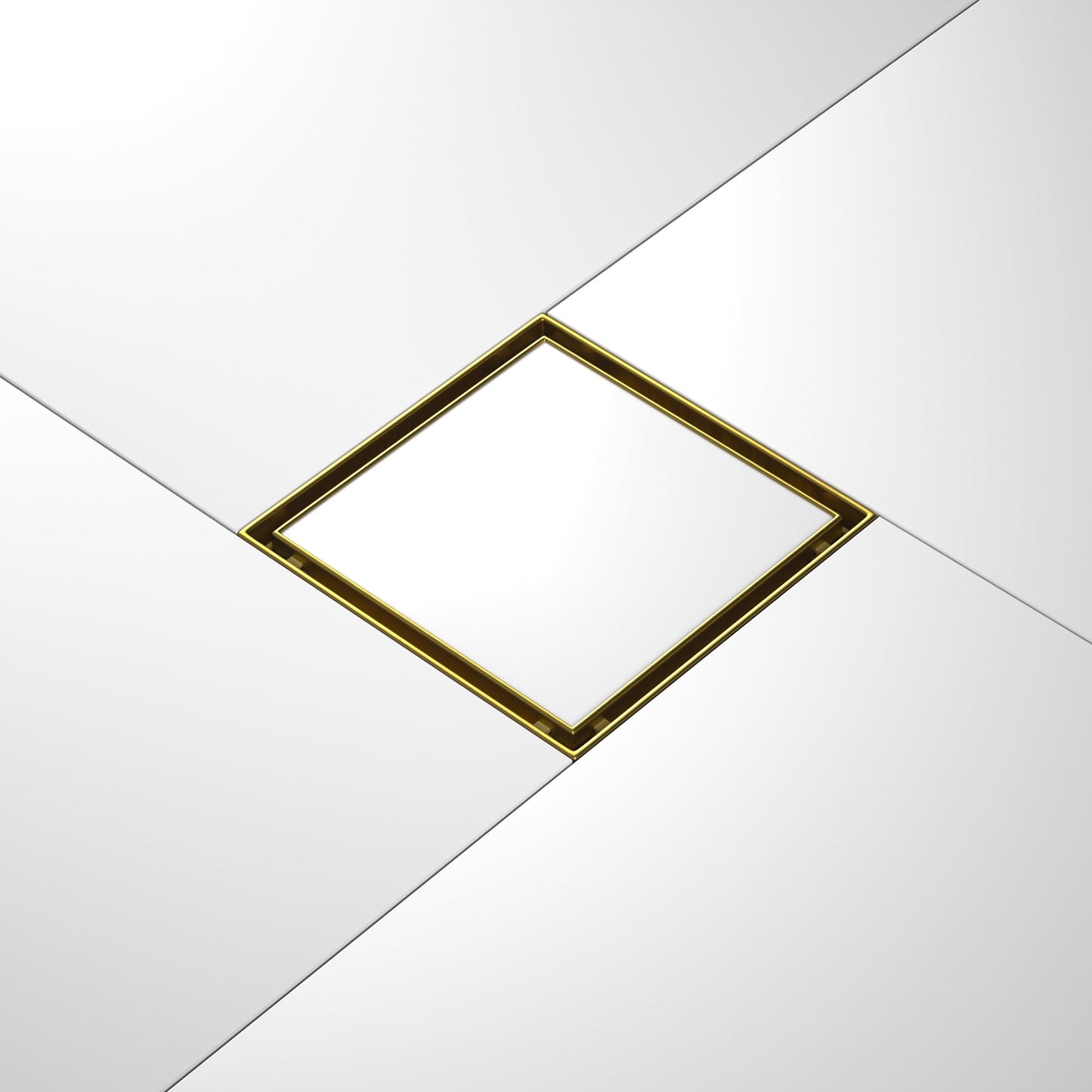 Square Shower Drain 6", Brushed Gold Floor Drain with Tiled Insert Grate & Hair Strainer, 304 Stainless Steel Bathroom 2-in-1 Tiled in Drain, CUPC Certified (Brushed Gold, 6'')