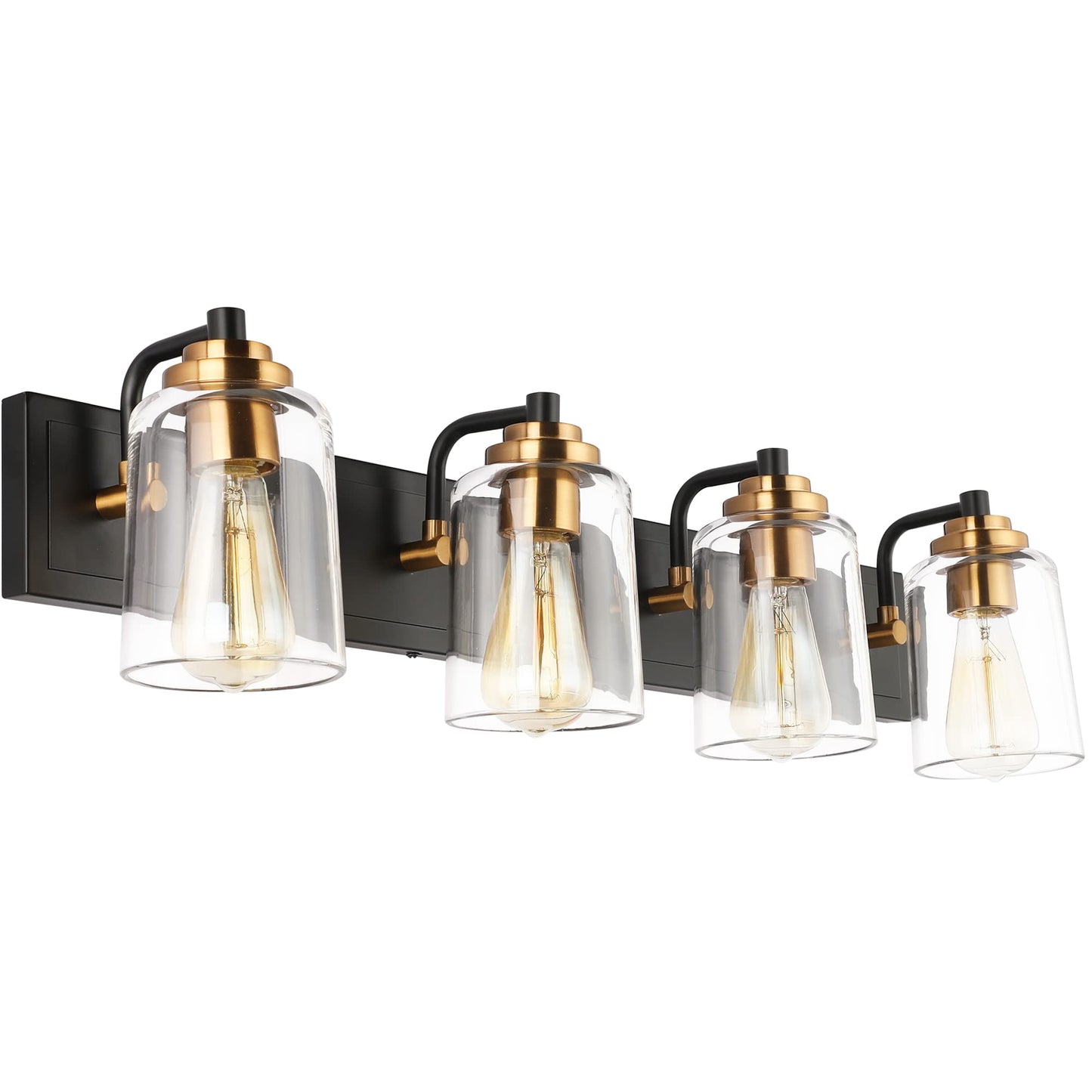 SOLFART Vintage Vanity Lighting Fixtures for Bathroom Black with Bronze Wall Lamp Sconce Black with Bronze 4 lights