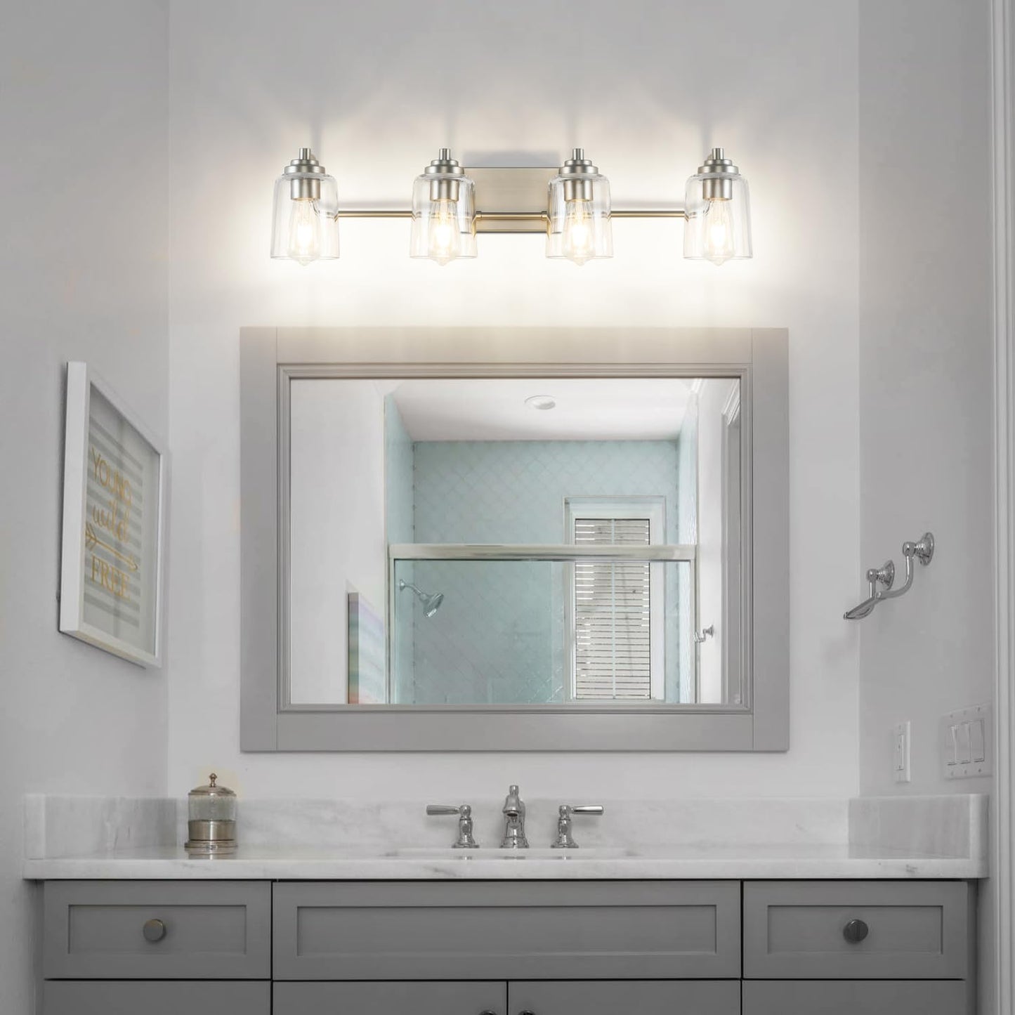 SOLFART Vintage Vanity Lighting Fixtures for Bathroom Black with Bronze Wall Lamp Sconce Black with Bronze 4 lights