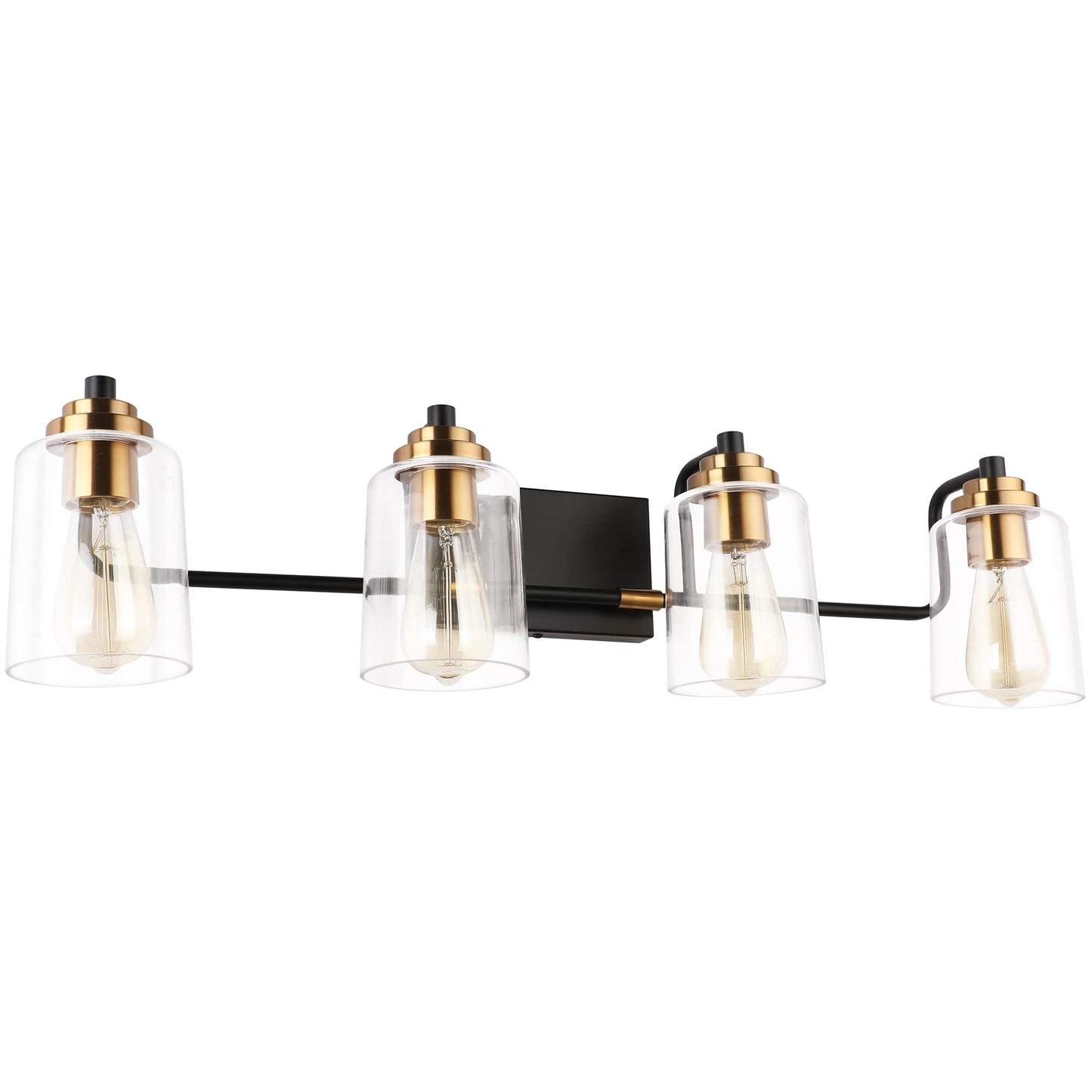 SOLFART Vintage Vanity Lighting Fixtures for Bathroom Black with Bronze Wall Lamp Sconce Black with Bronze 4 lights