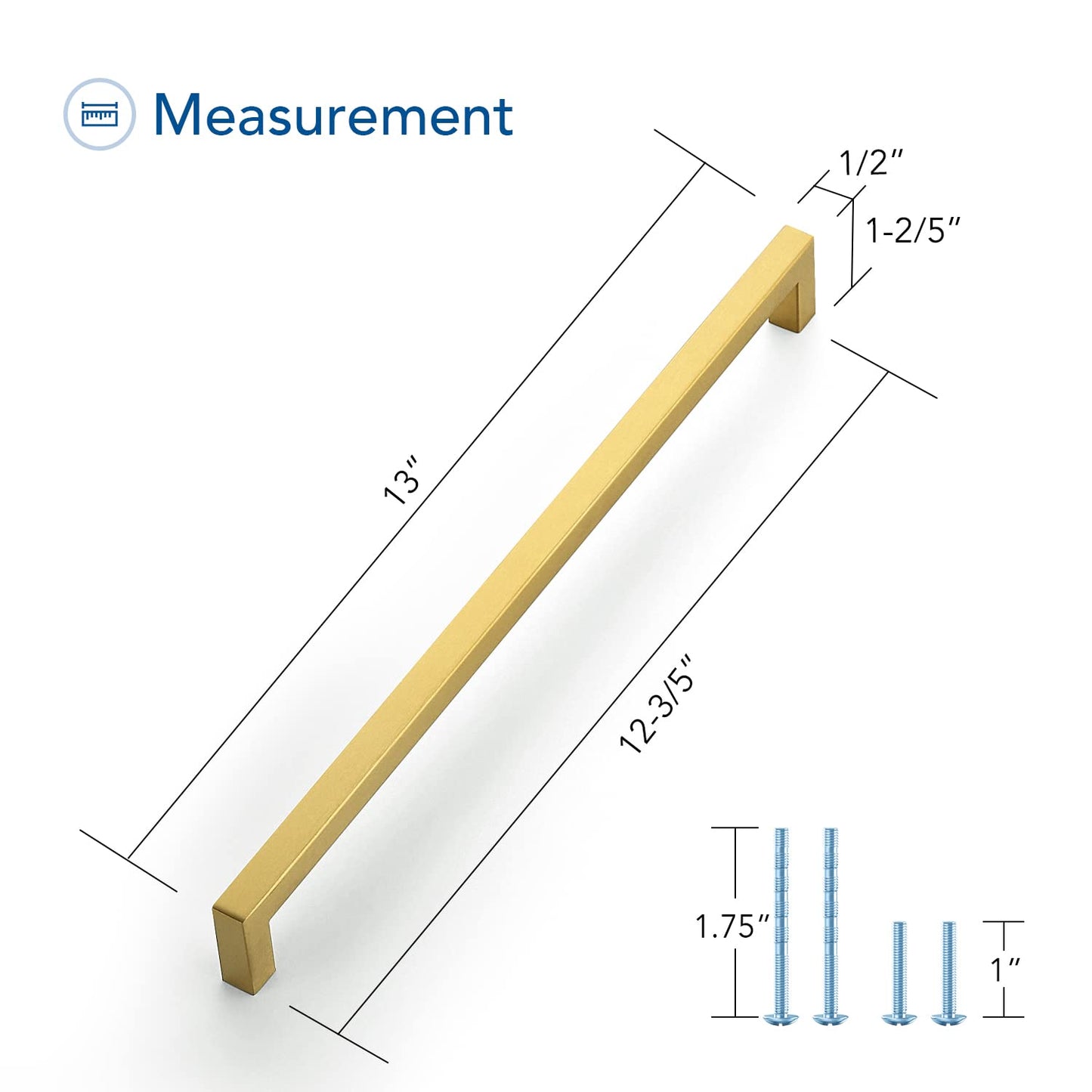 Ravinte 10 Pack Gold Cabinet Pulls 12-3/5 Inch Brushed Brass Kitchen Cabinet Handles Gold Square Kitchen Hardware for Cabinet Gold Kitchen Drawer Pulls Come with Screwdriver