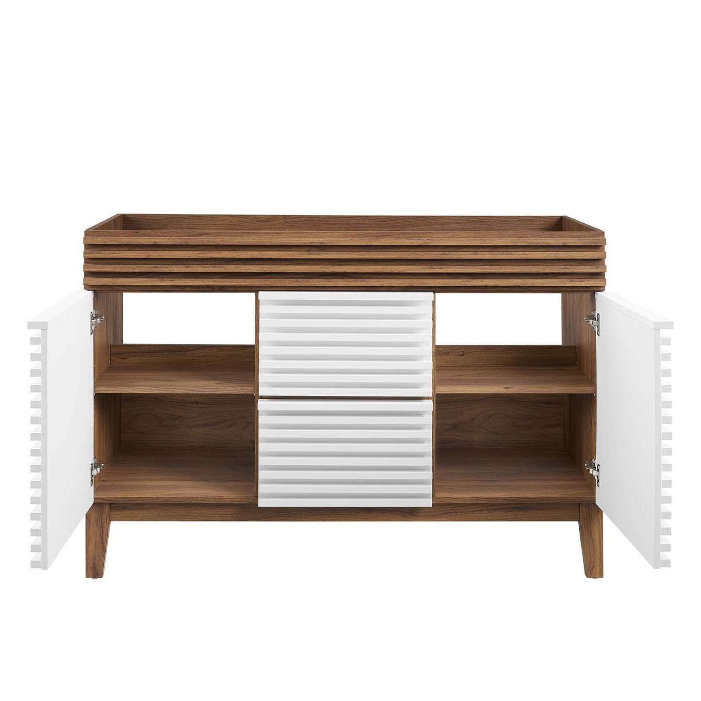 Modway Render 48" Double Sink Bathroom Vanity Cabinet in Walnut White