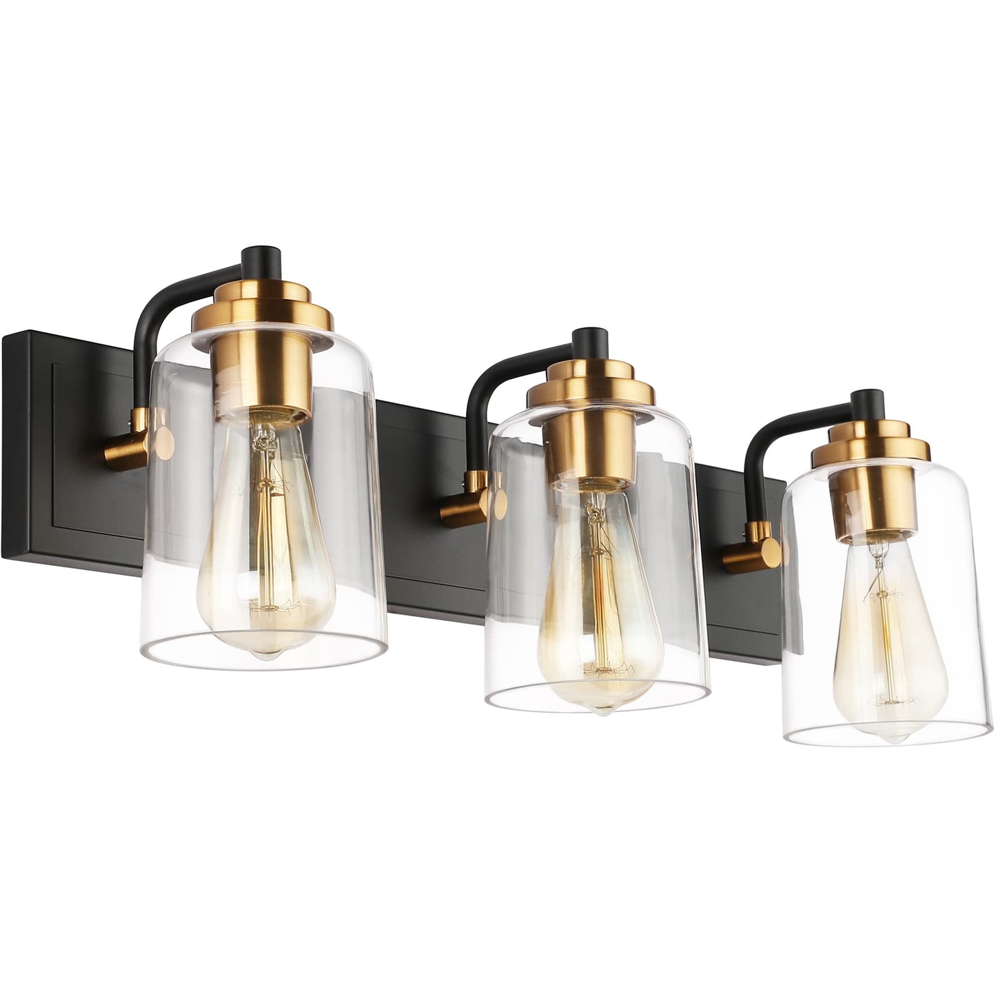 SOLFART Vintage Vanity Lighting Fixtures for Bathroom Black with Bronze Wall Lamp Sconce Black with Bronze 4 lights