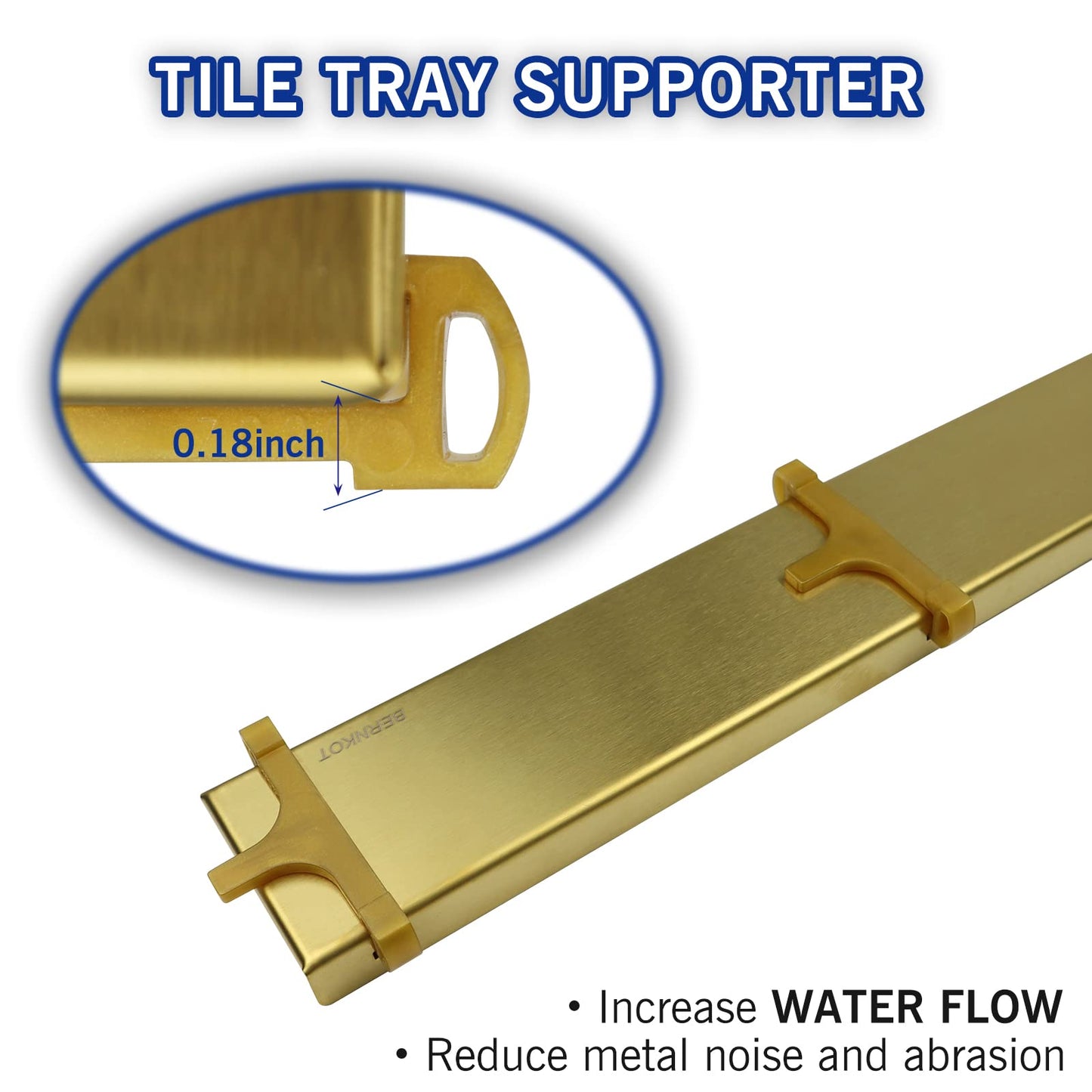 Square Shower Drain 6", Brushed Gold Floor Drain with Tiled Insert Grate & Hair Strainer, 304 Stainless Steel Bathroom 2-in-1 Tiled in Drain, CUPC Certified (Brushed Gold, 6'')