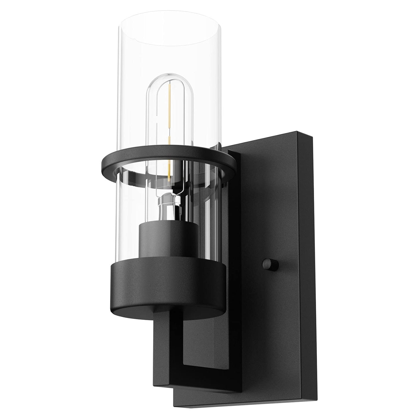 Tipace Black 2-Pack Wall Light Fixtures,Industrial Wall Sconces Clear Glass Wall Mount Sconce,Wall Lamp for Living Room Bedroom Hallway(Bulb not Include)