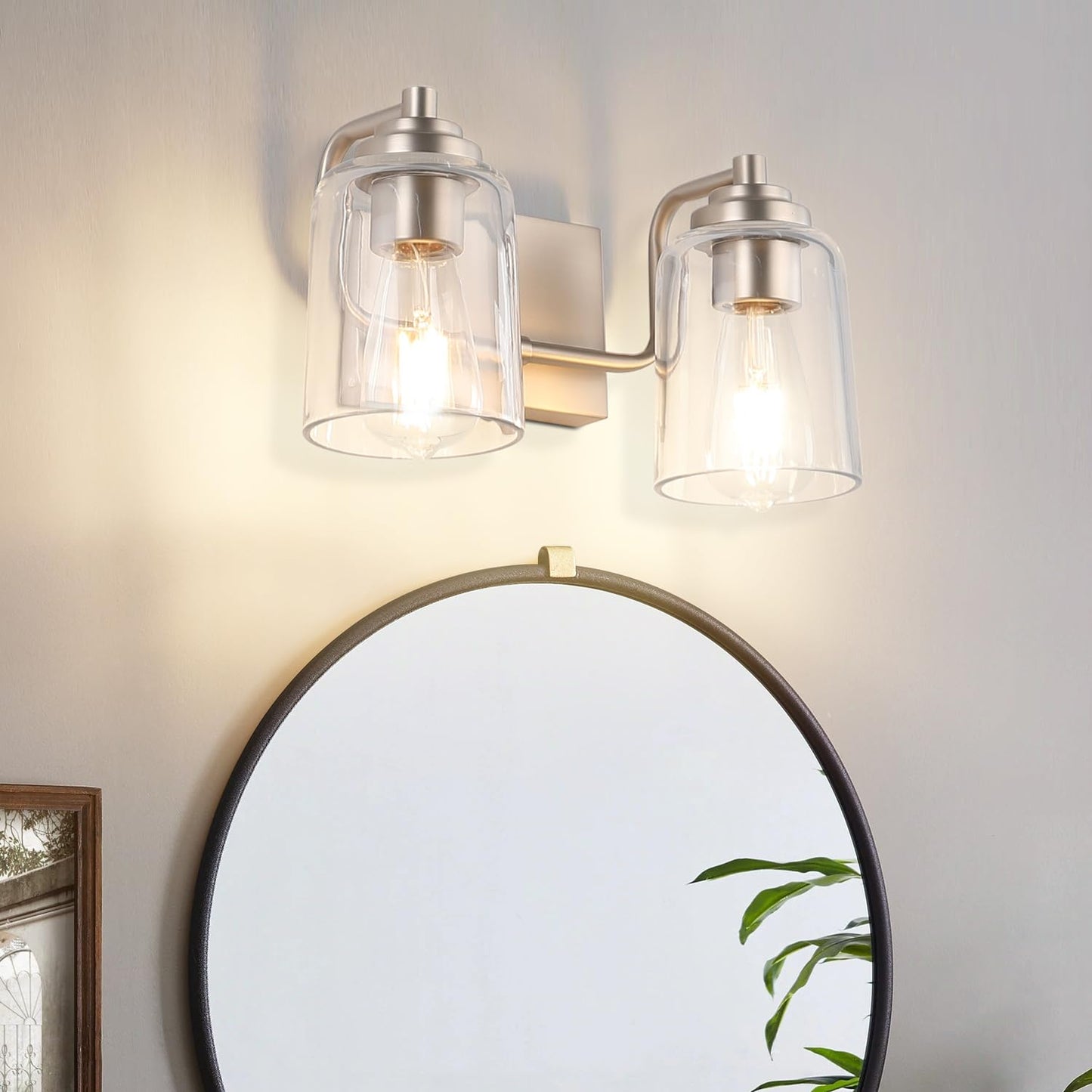 SOLFART Vintage Vanity Lighting Fixtures for Bathroom Black with Bronze Wall Lamp Sconce Black with Bronze 4 lights