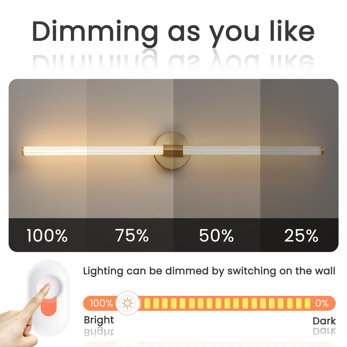 LED Bathroom Light Fixtures Gold Bathroom Vanity Lights Over Mirror 360° Full Lighting Dimmable LED 22 inch Vanity Light Bar Modern Wall Sconce Warm Light for Bedroom Living Room