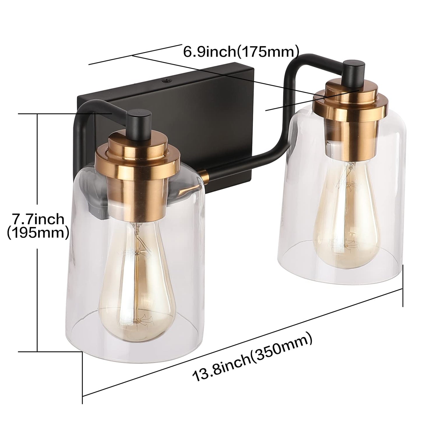 SOLFART Vintage Vanity Lighting Fixtures for Bathroom Black with Bronze Wall Lamp Sconce Black with Bronze 4 lights