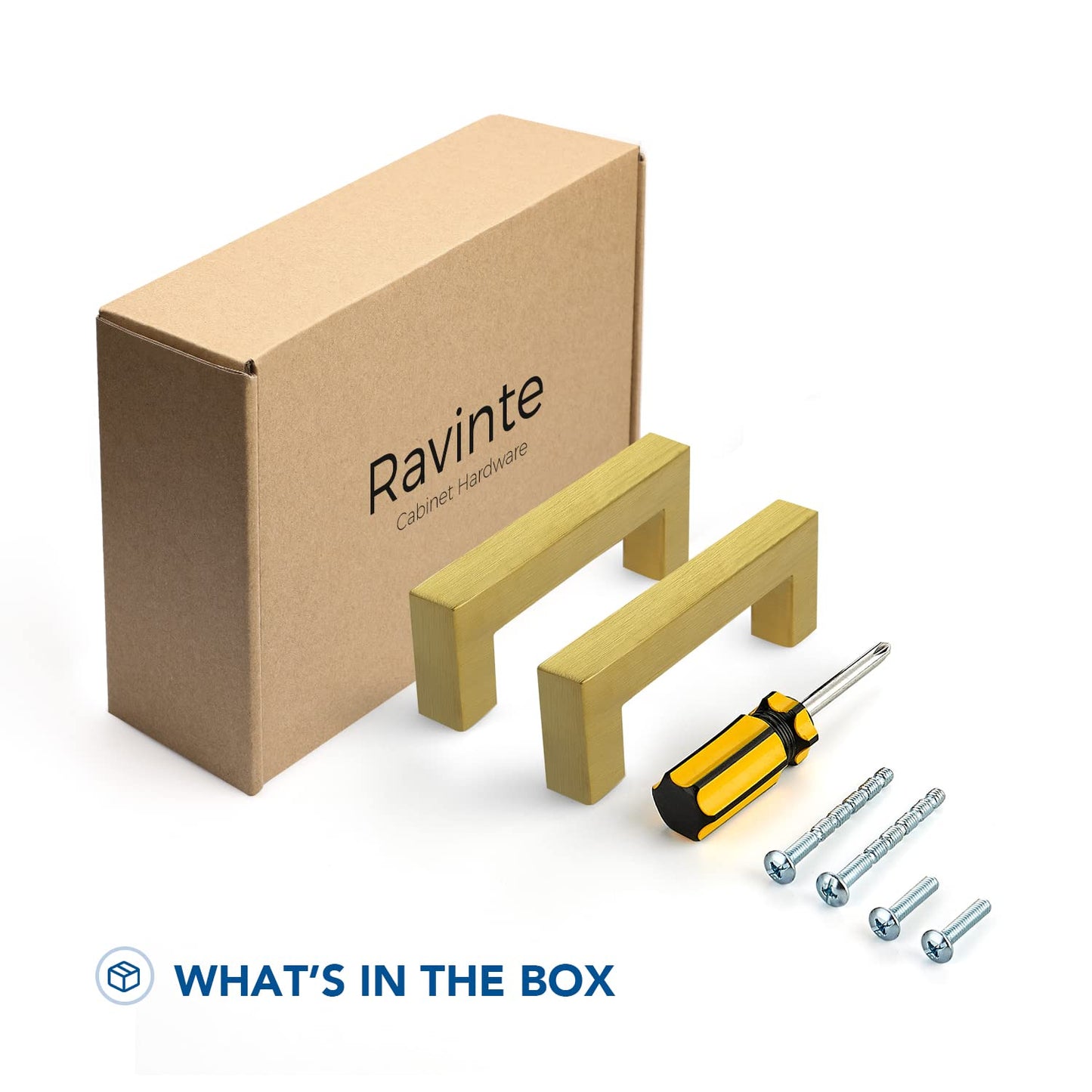Ravinte 10 Pack Gold Cabinet Pulls 12-3/5 Inch Brushed Brass Kitchen Cabinet Handles Gold Square Kitchen Hardware for Cabinet Gold Kitchen Drawer Pulls Come with Screwdriver