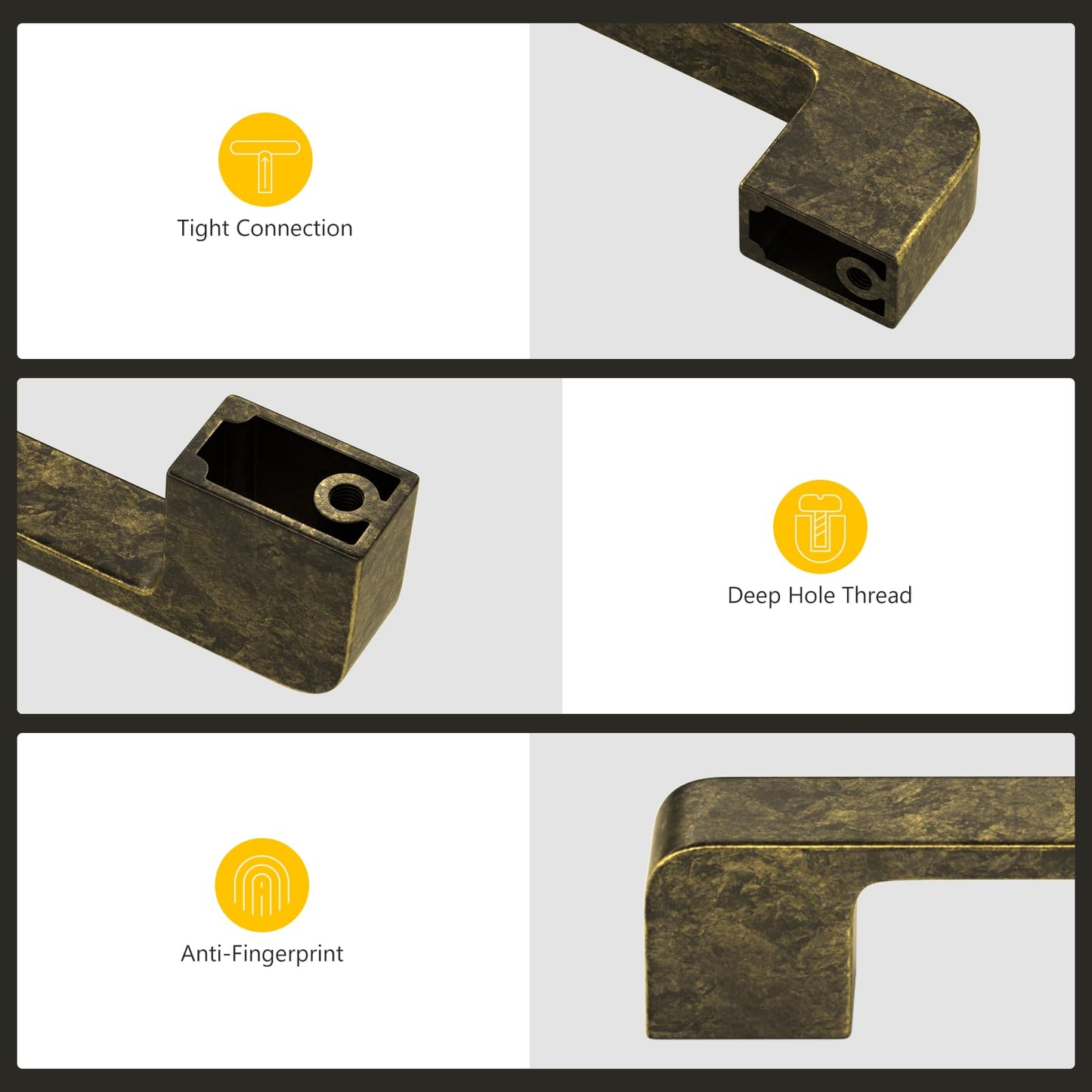 Rergy Champagne Bronze Cabinet Pulls, 10 Pack Champagne Bronze Cabinet Handles, 6.25" Screw Spacing Kitchen Cabinet Handles, 6-1/4inch(160mm) Center to Center Bathroom Cabient Hardware