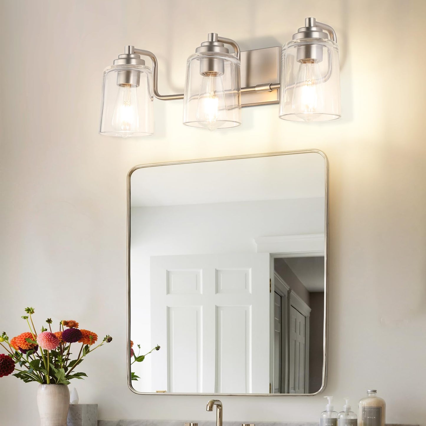 SOLFART Vintage Vanity Lighting Fixtures for Bathroom Black with Bronze Wall Lamp Sconce Black with Bronze 4 lights