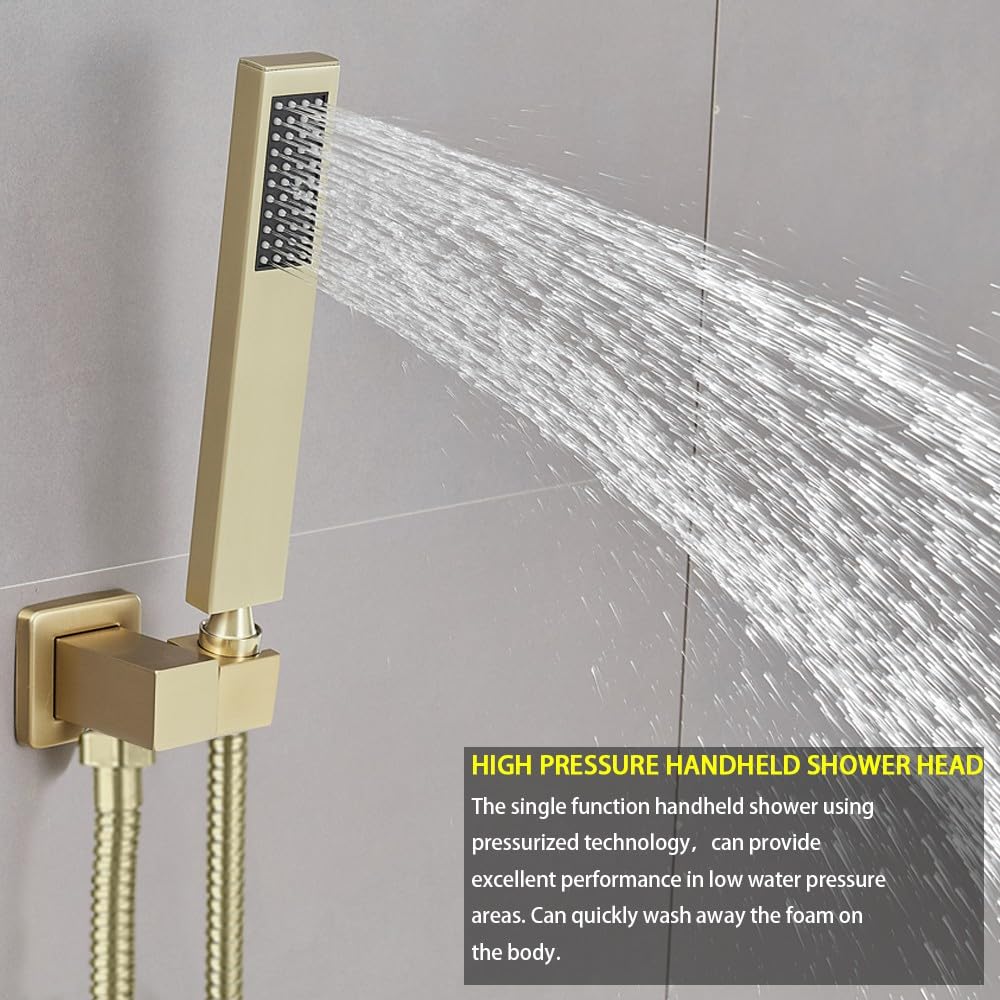 Shower System Brushed Nickel Bathroom 10 Inch Rain Shower Head Ceiling Mount with Handheld Luxury High Pressure Shower Combo Set Shower Faucet Rough-in Valve Body and Trim Included