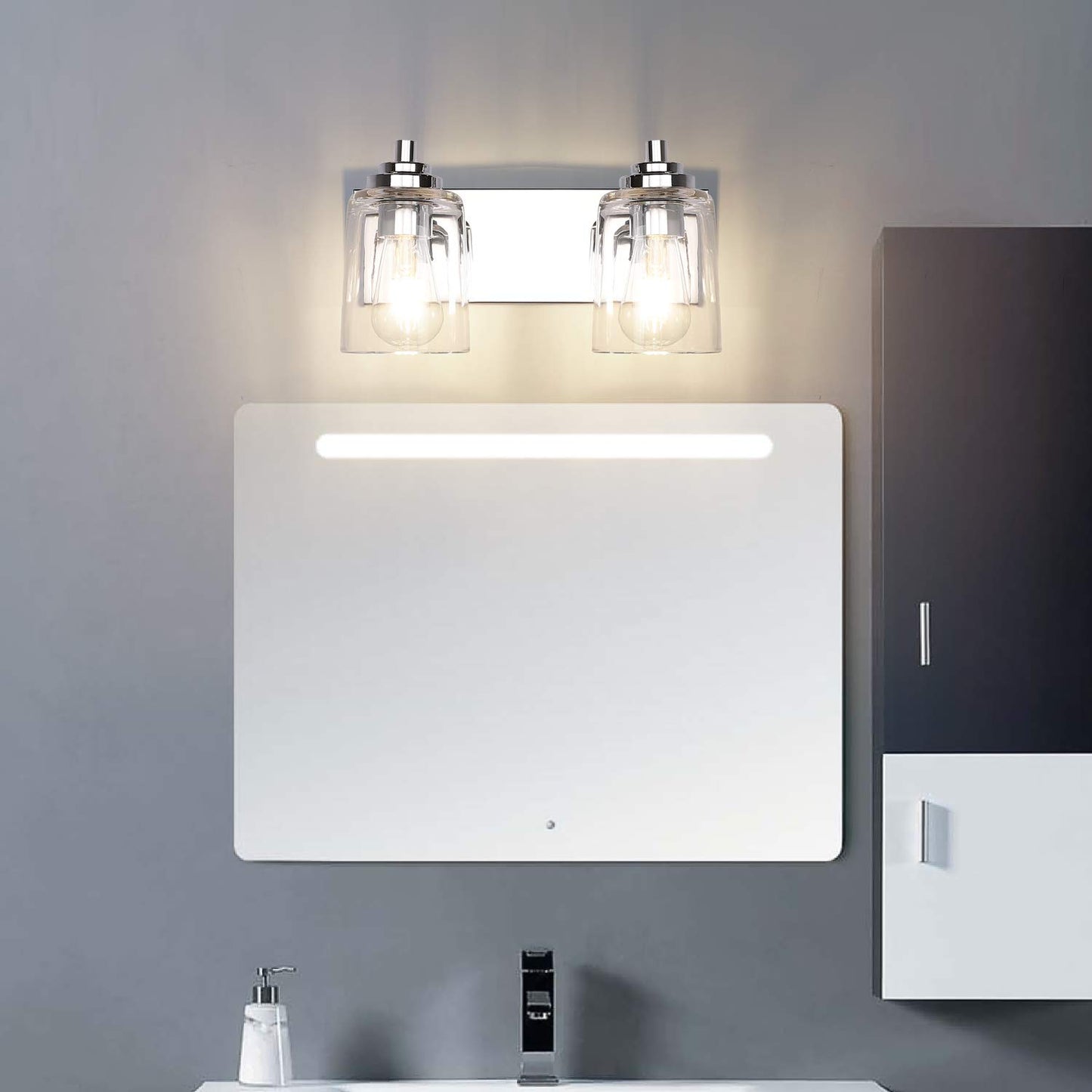SOLFART Vintage Vanity Lighting Fixtures for Bathroom Black with Bronze Wall Lamp Sconce Black with Bronze 4 lights