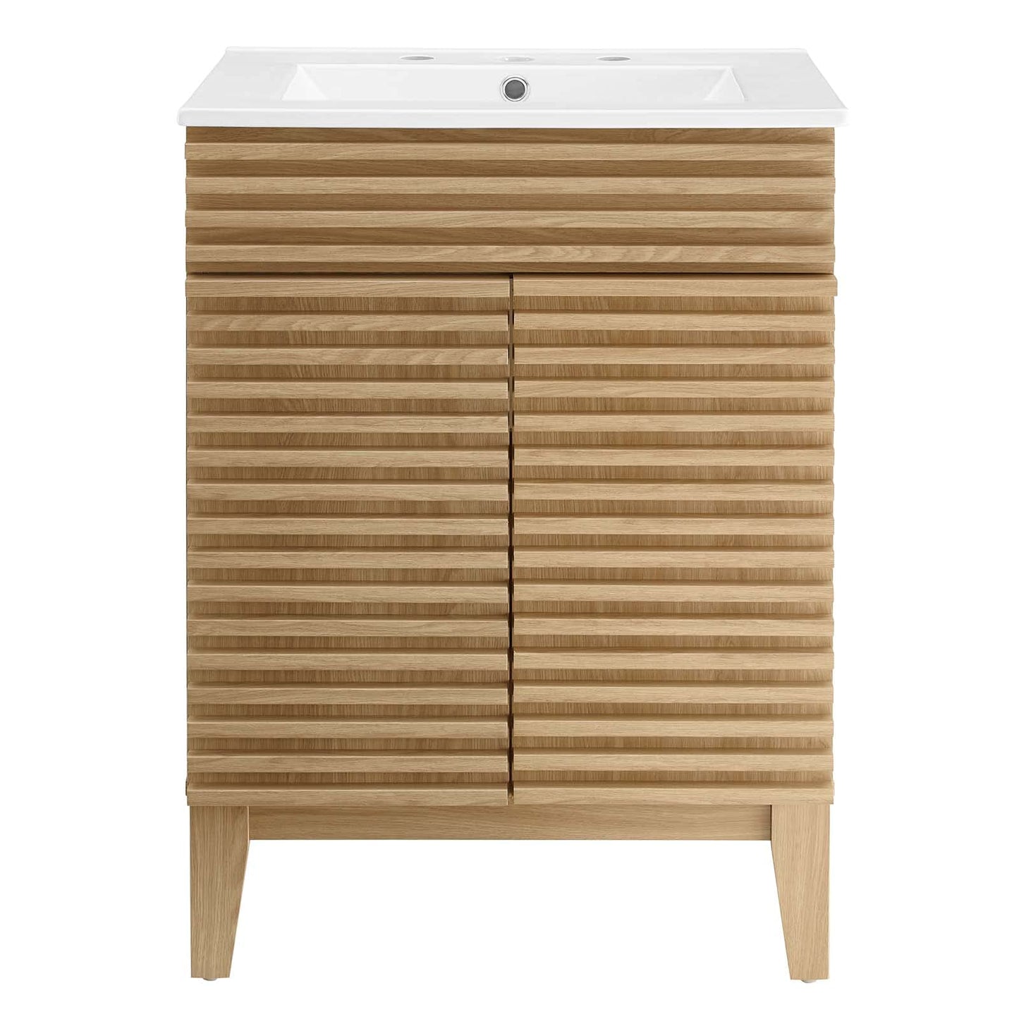 Modway Render 48" Double Sink Bathroom Vanity Cabinet in Walnut White
