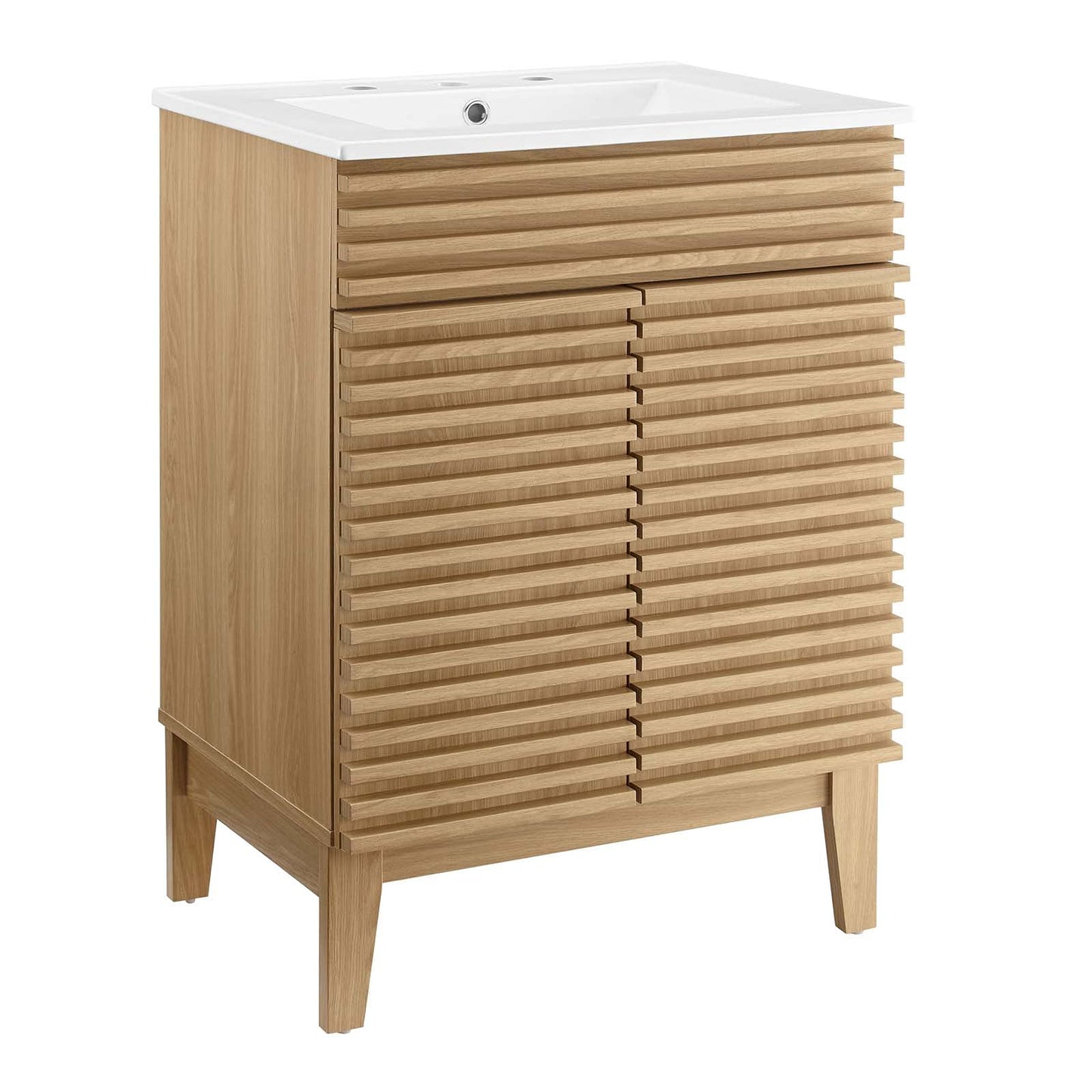 Modway Render 48" Double Sink Bathroom Vanity Cabinet in Walnut White