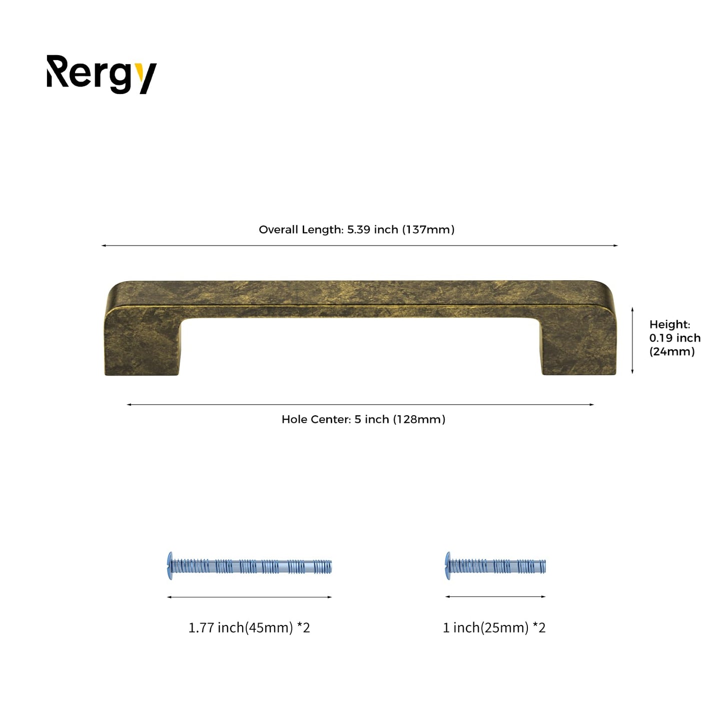 Rergy Champagne Bronze Cabinet Pulls, 10 Pack Champagne Bronze Cabinet Handles, 6.25" Screw Spacing Kitchen Cabinet Handles, 6-1/4inch(160mm) Center to Center Bathroom Cabient Hardware