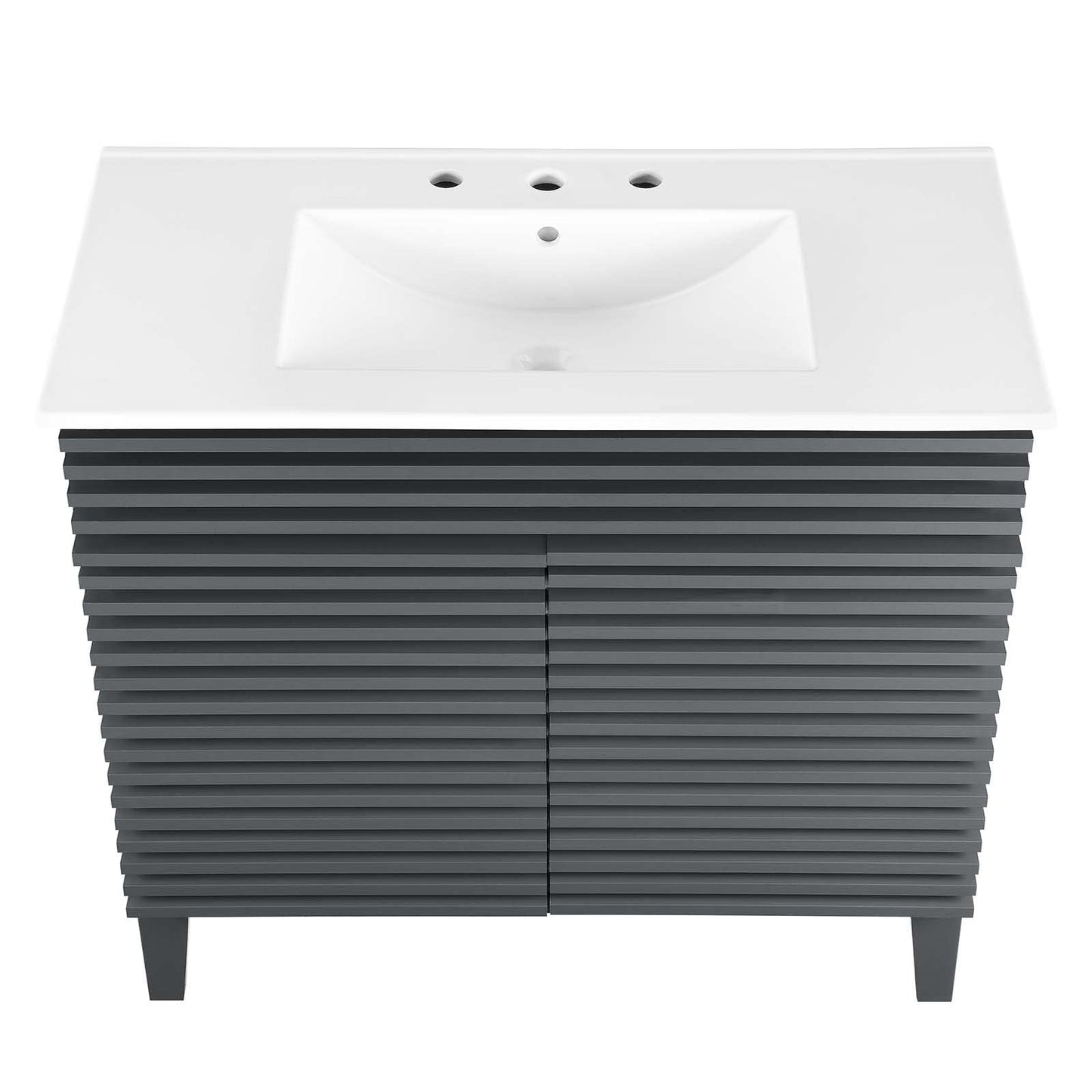 Modway Render 48" Double Sink Bathroom Vanity Cabinet in Walnut White