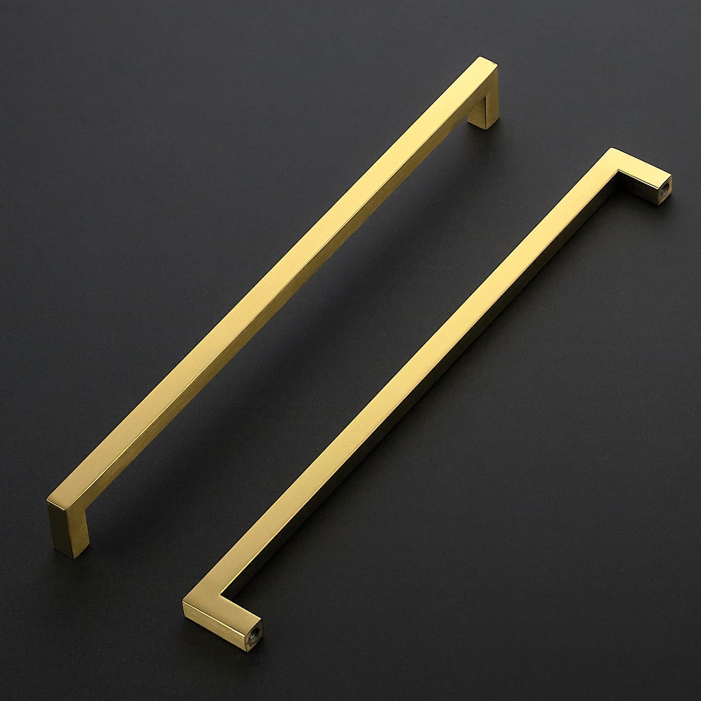 Ravinte 10 Pack Gold Cabinet Pulls 12-3/5 Inch Brushed Brass Kitchen Cabinet Handles Gold Square Kitchen Hardware for Cabinet Gold Kitchen Drawer Pulls Come with Screwdriver