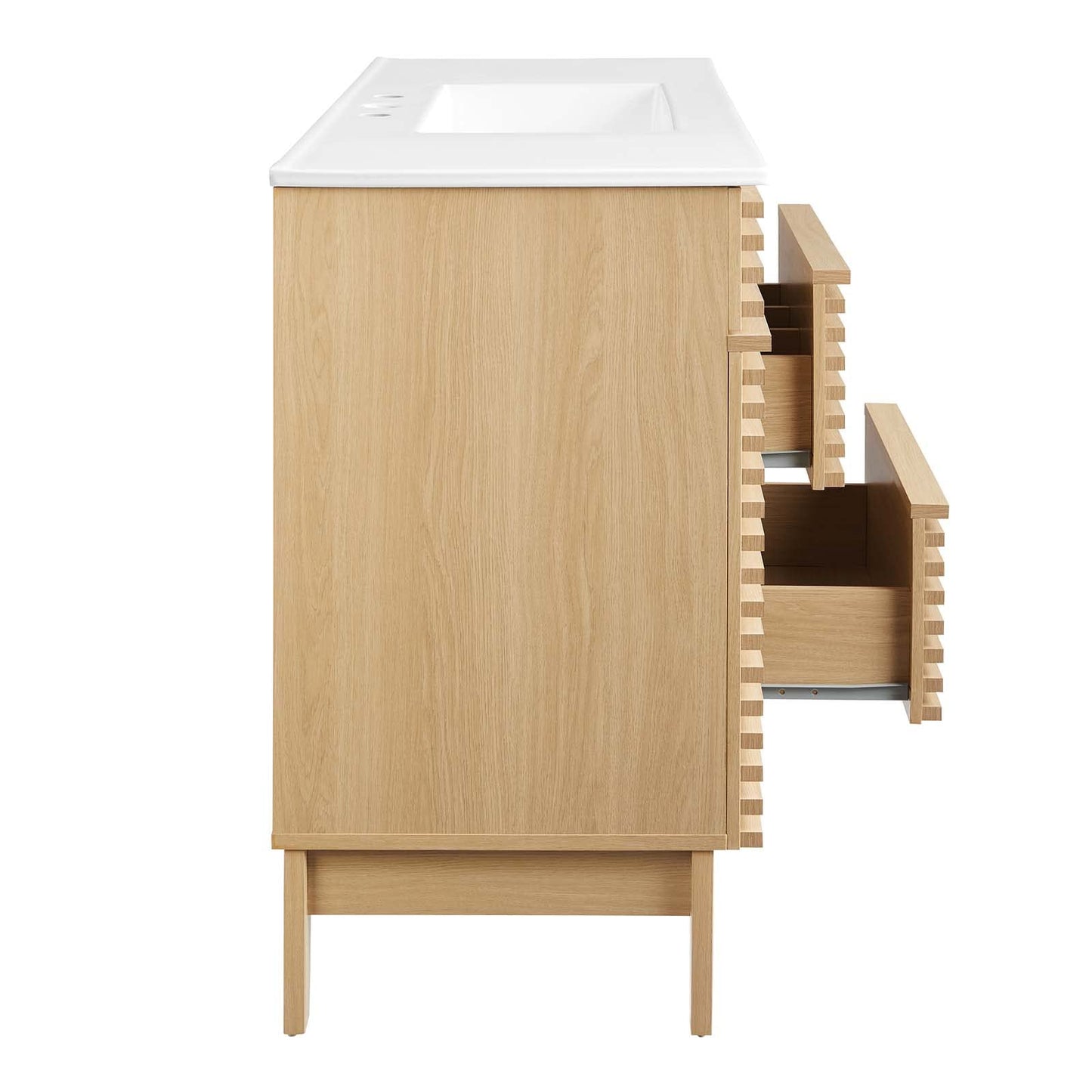 Modway Render 48" Double Sink Bathroom Vanity Cabinet in Walnut White