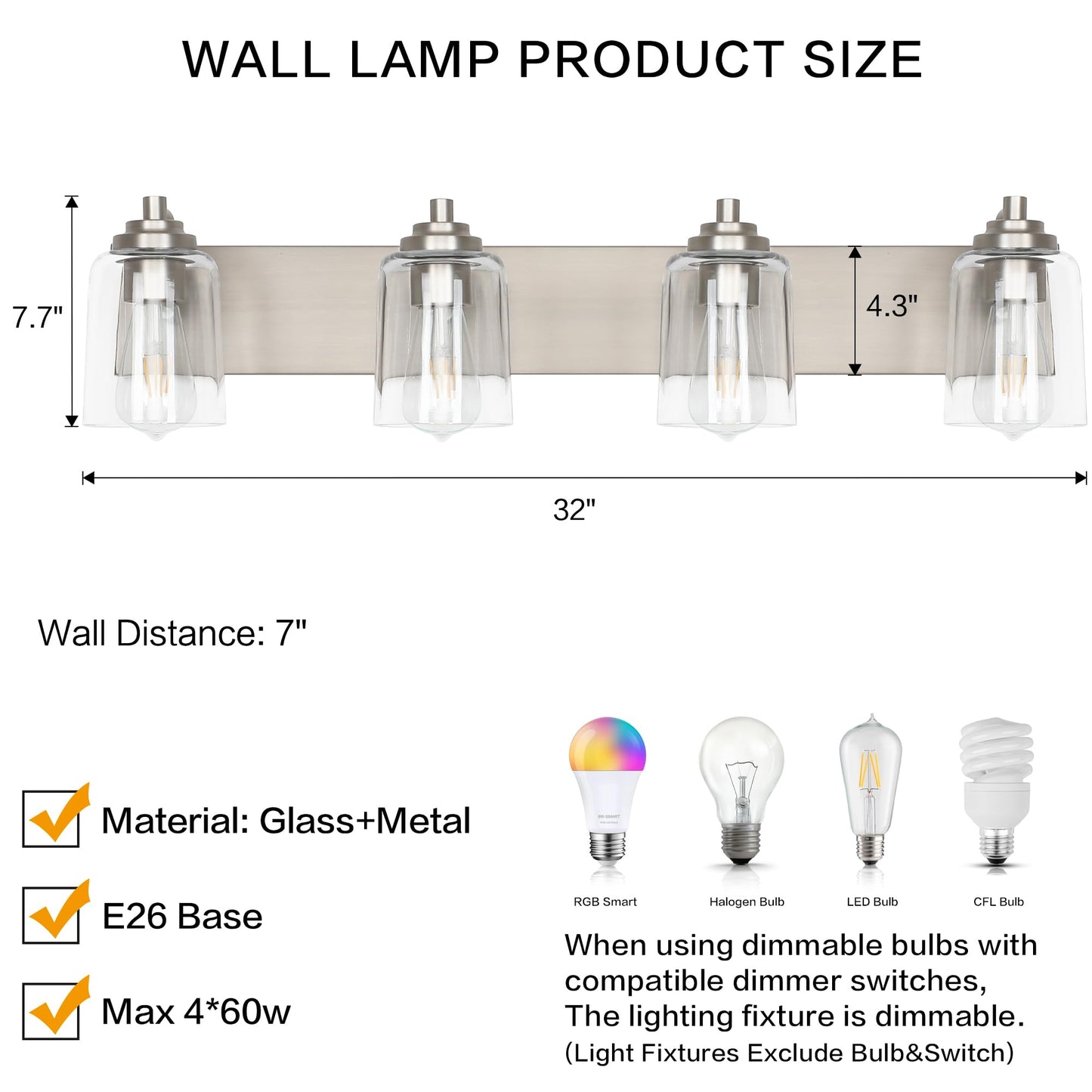 SOLFART Vintage Vanity Lighting Fixtures for Bathroom Black with Bronze Wall Lamp Sconce Black with Bronze 4 lights