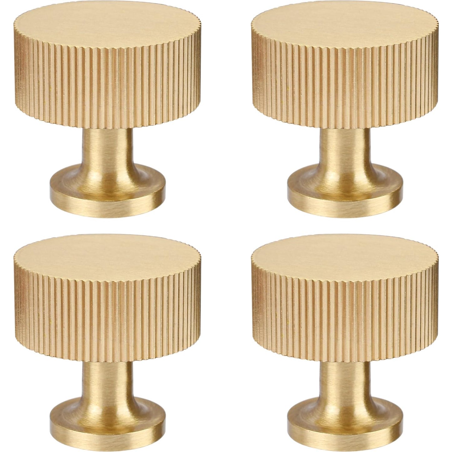 RZDEAL 4pcs Solid Brass Cabinet Knobs Pulls Cabinet Drawer Dresser Gold Knobs Modern Handles Knobs(1"x1"/25mmx25mm),Brushed Brass Finish