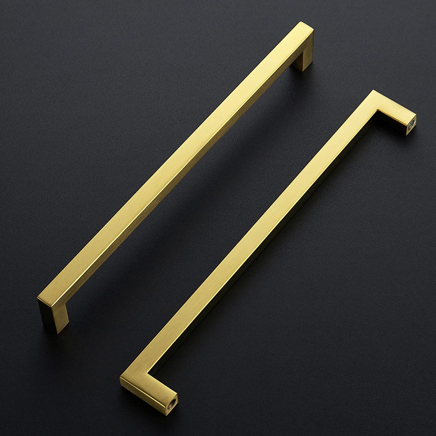 Ravinte 10 Pack Gold Cabinet Pulls 12-3/5 Inch Brushed Brass Kitchen Cabinet Handles Gold Square Kitchen Hardware for Cabinet Gold Kitchen Drawer Pulls Come with Screwdriver