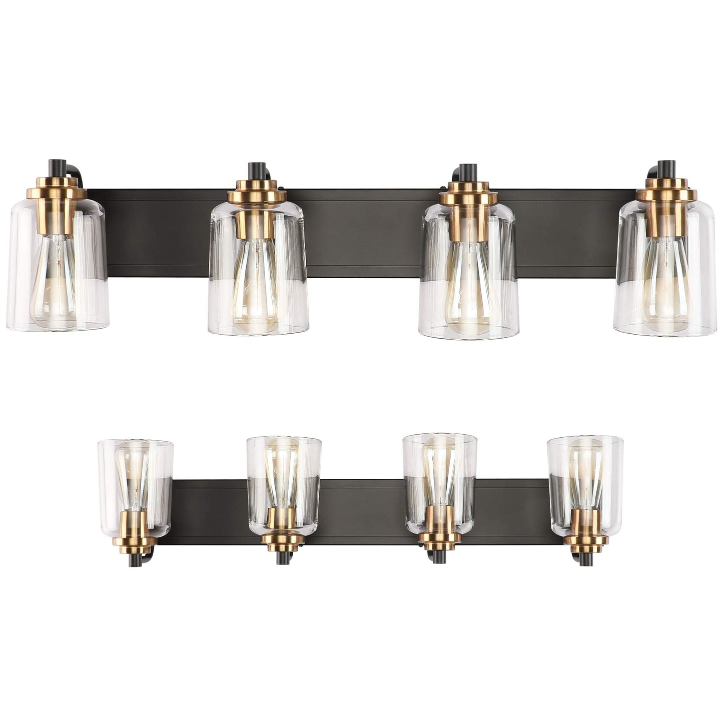 SOLFART Vintage Vanity Lighting Fixtures for Bathroom Black with Bronze Wall Lamp Sconce Black with Bronze 4 lights