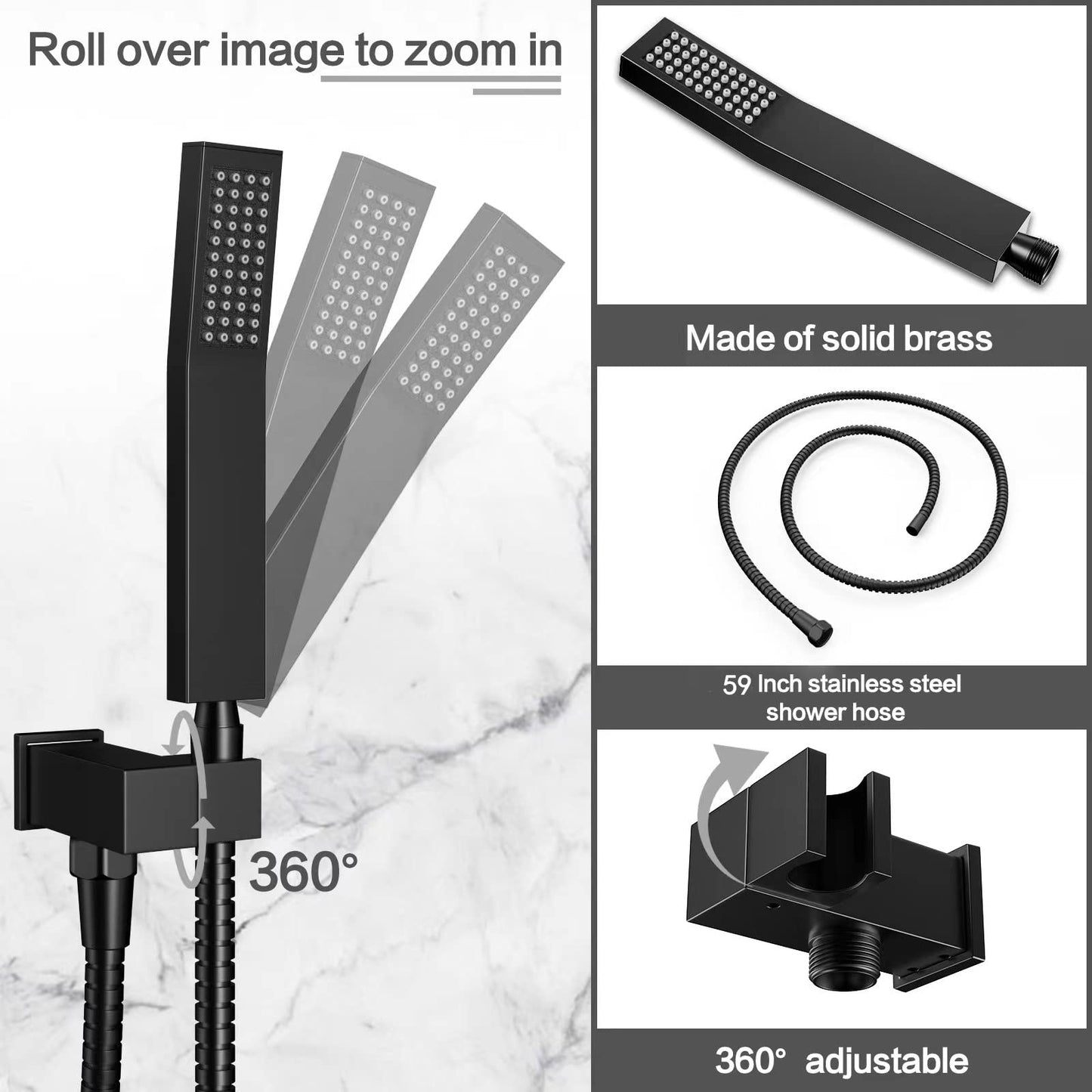 Rain Shower System 10 Inches Shower Head with Handheld Combo Set for Bathroom,High Pressure Rainfall Shower Faucet Set Wall Mounted,Rough-in Valve and Trim Kit(Brushed Gold)