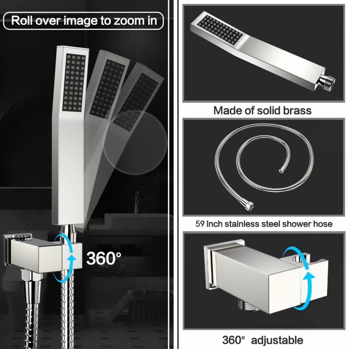 Rain Shower System 10 Inches Shower Head with Handheld Combo Set for Bathroom,High Pressure Rainfall Shower Faucet Set Wall Mounted,Rough-in Valve and Trim Kit(Brushed Gold)