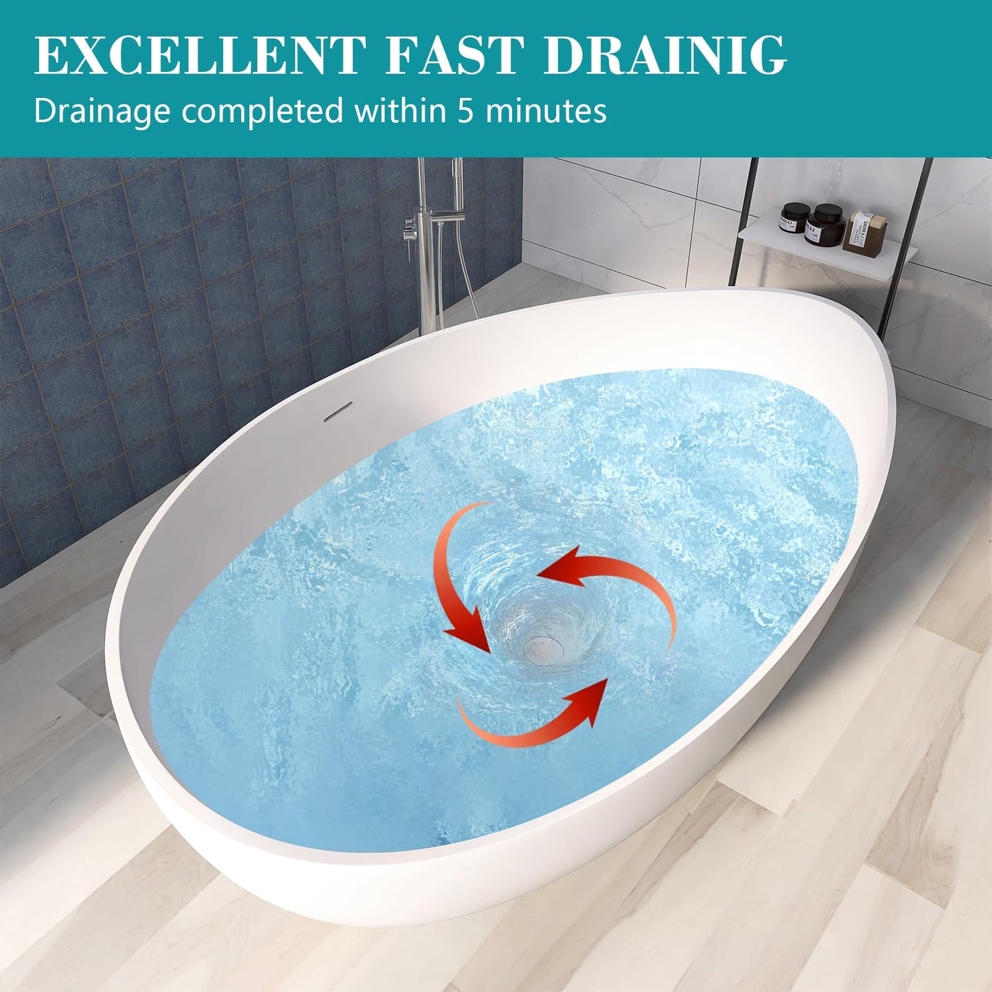 51'' Japanese Soaking Tub Freestanding Bathtub Resin Stone Bathtubs Deep soaking Tub with Overflow and Pop-up Drain - White