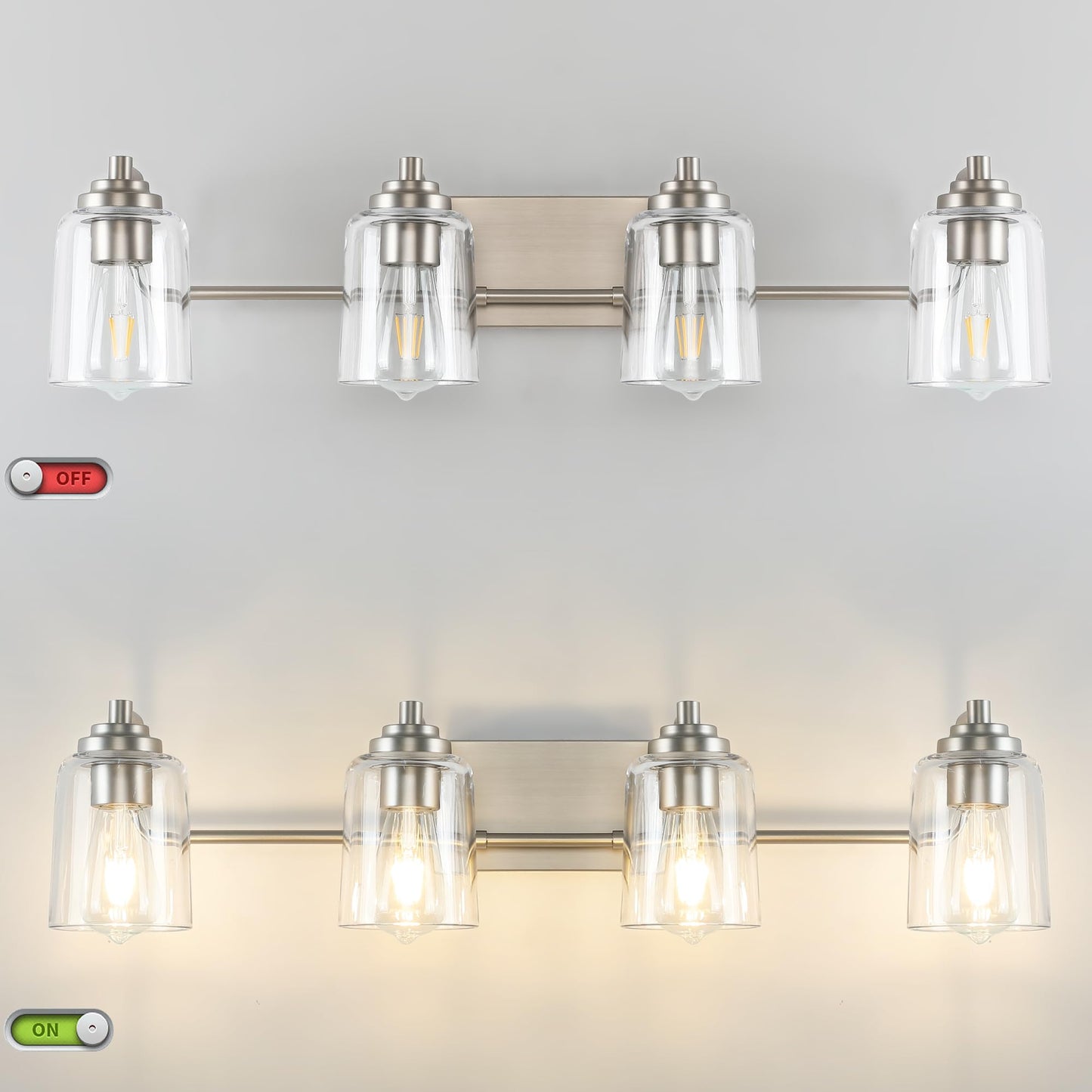 SOLFART Vintage Vanity Lighting Fixtures for Bathroom Black with Bronze Wall Lamp Sconce Black with Bronze 4 lights
