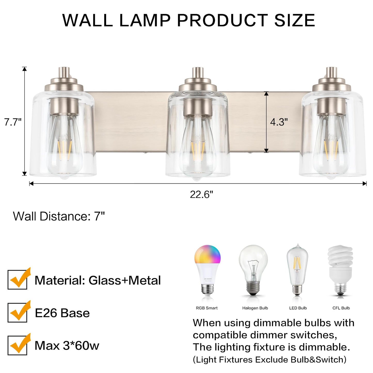 SOLFART Vintage Vanity Lighting Fixtures for Bathroom Black with Bronze Wall Lamp Sconce Black with Bronze 4 lights