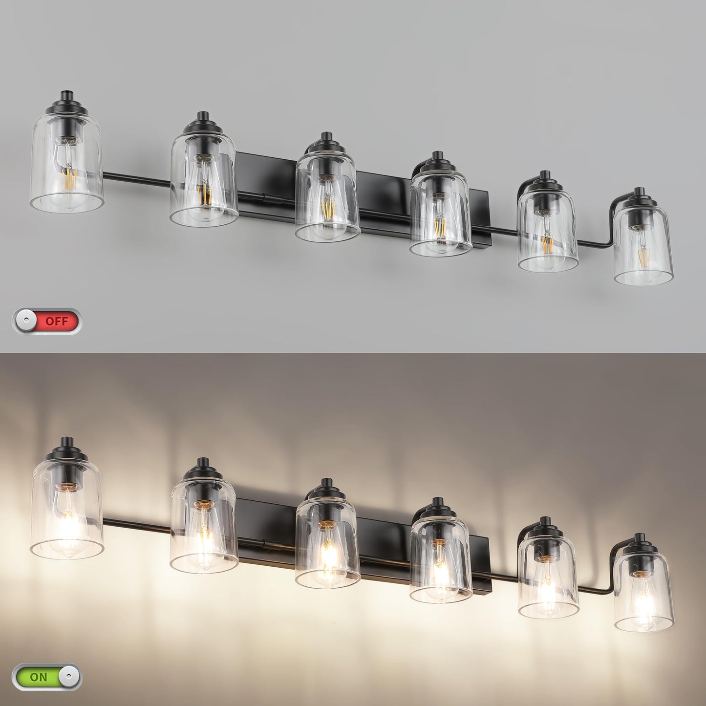 SOLFART Vintage Vanity Lighting Fixtures for Bathroom Black with Bronze Wall Lamp Sconce Black with Bronze 4 lights