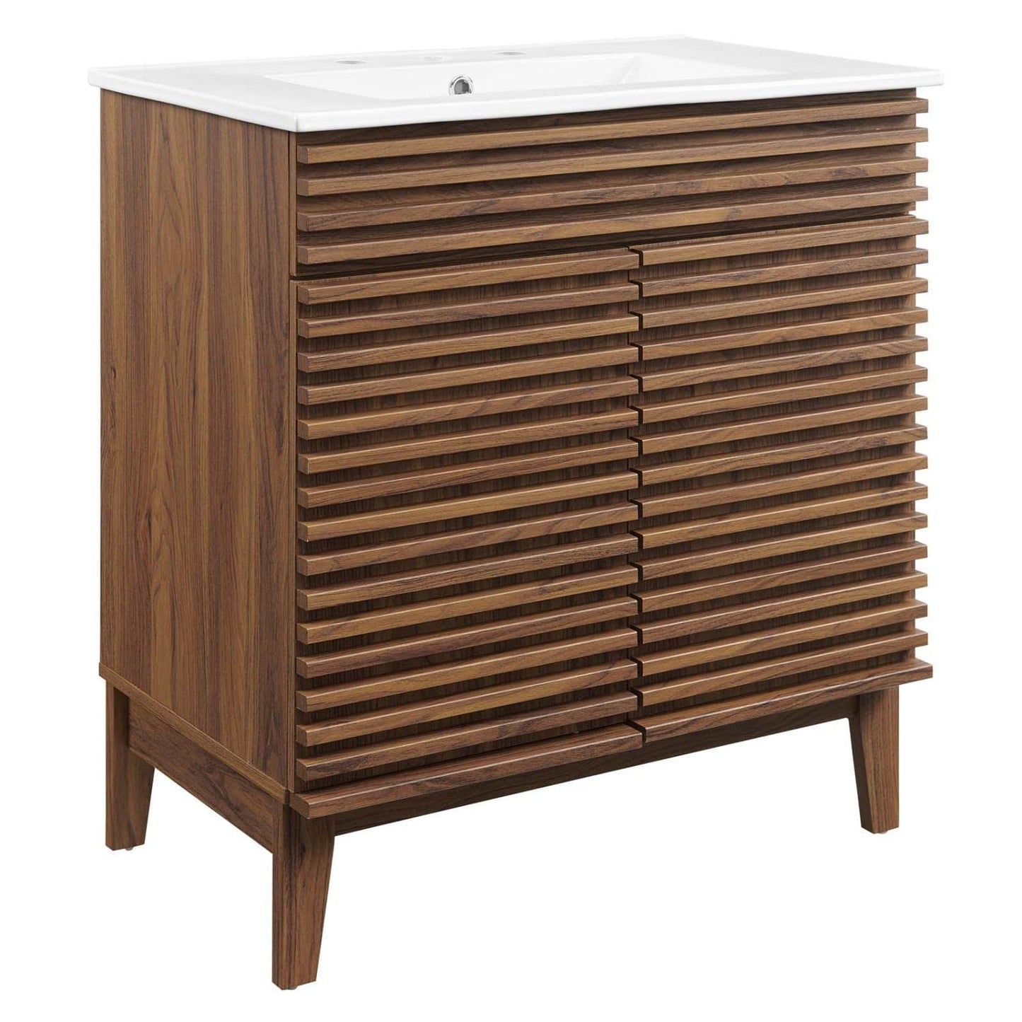 Modway Render 48" Double Sink Bathroom Vanity Cabinet in Walnut White