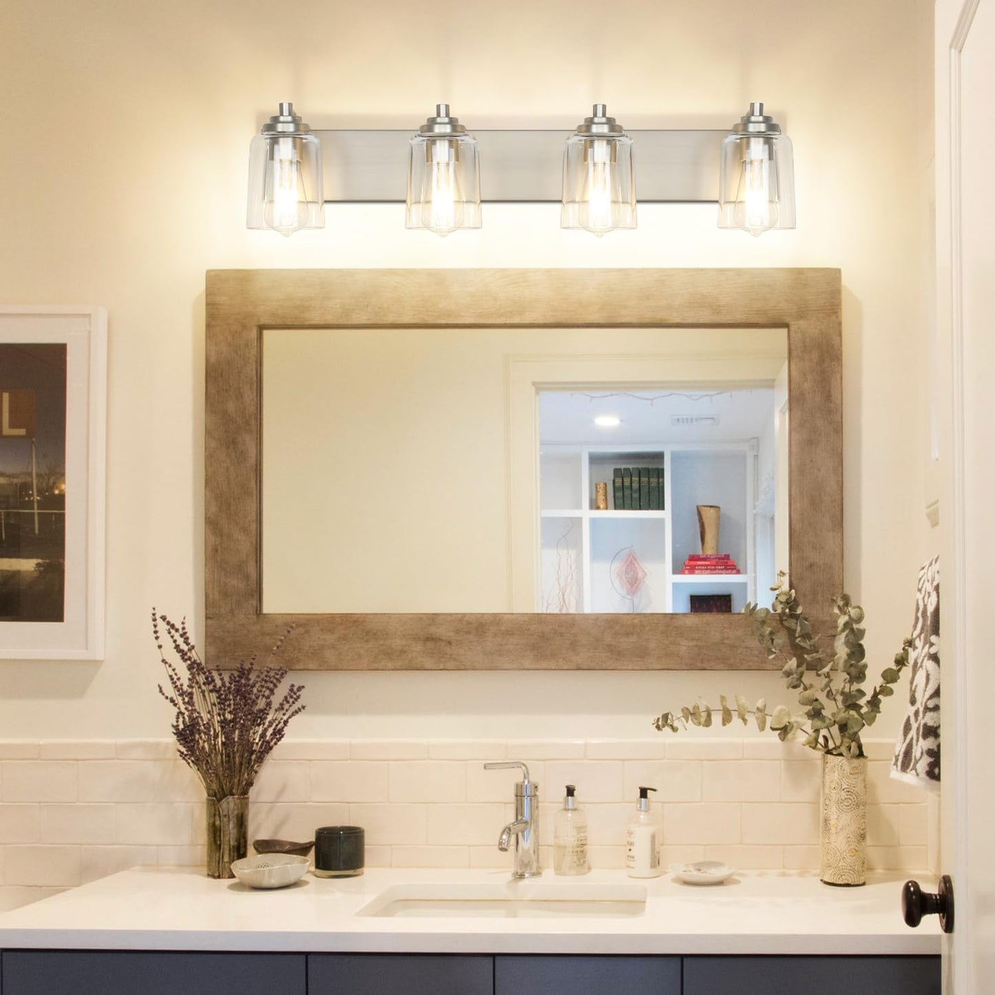 SOLFART Vintage Vanity Lighting Fixtures for Bathroom Black with Bronze Wall Lamp Sconce Black with Bronze 4 lights