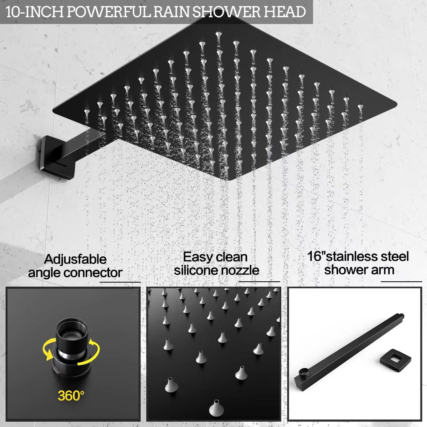 Rain Shower System 10 Inches Shower Head with Handheld Combo Set for Bathroom,High Pressure Rainfall Shower Faucet Set Wall Mounted,Rough-in Valve and Trim Kit(Brushed Gold)