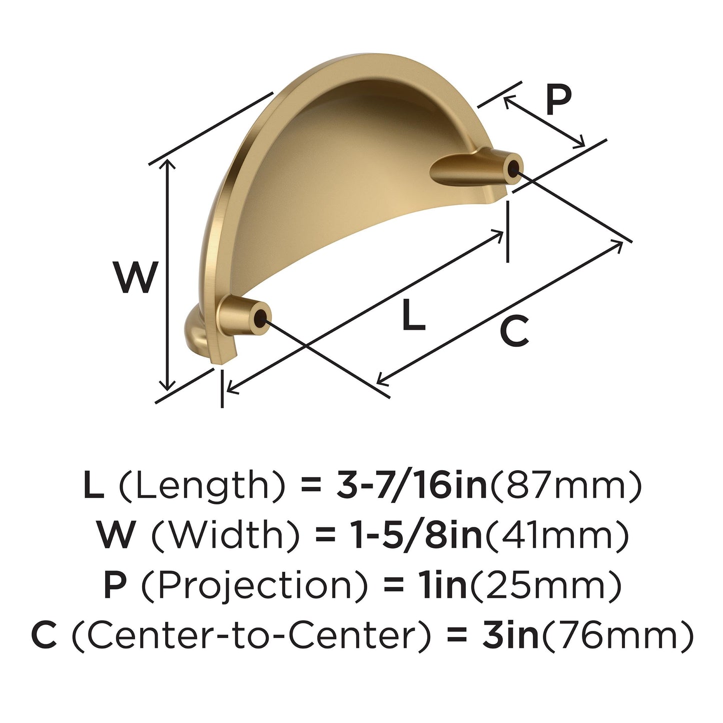 Amerock BP53010CZ Champagne Bronze Cabinet Cup Pull | 3 inch (76mm) Center-to-Center Cabinet Hardware | Cup Pulls | Furniture Hardware | Drawer Pull