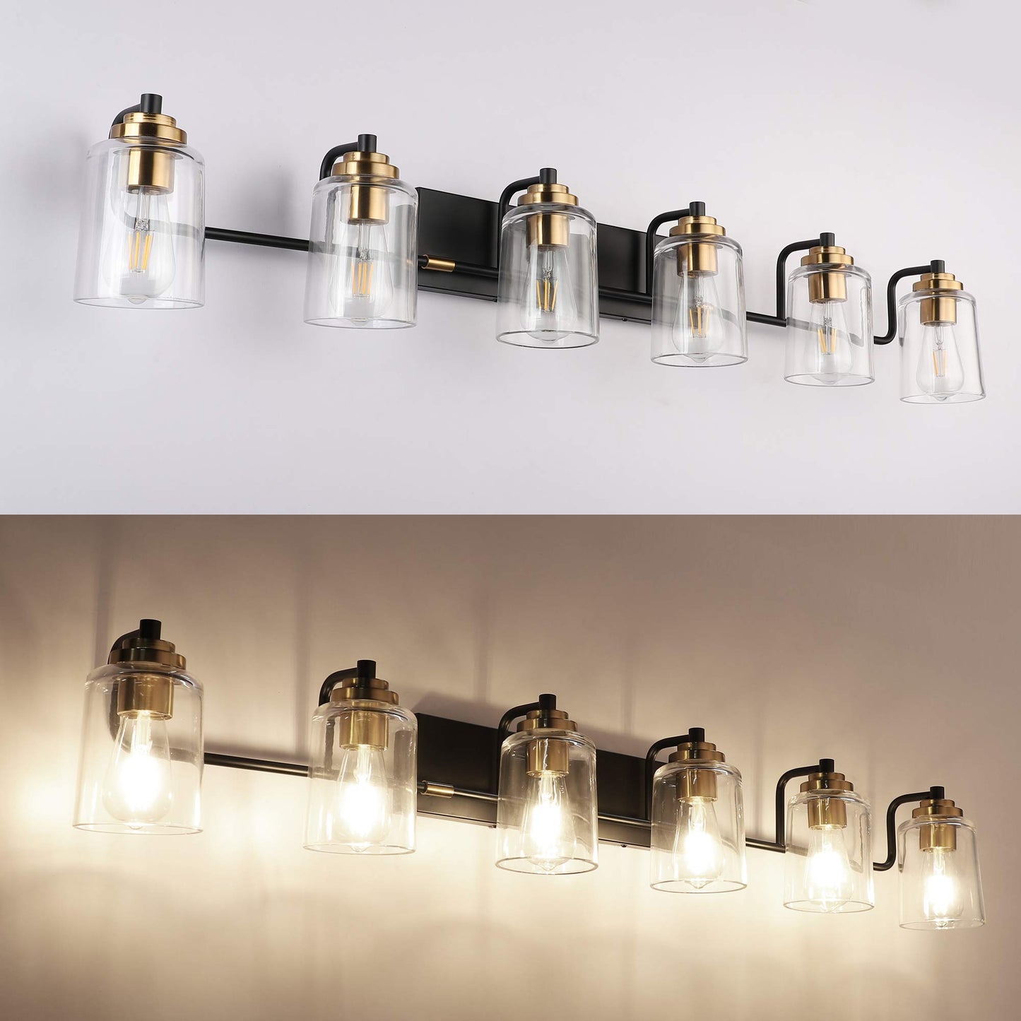 SOLFART Vintage Vanity Lighting Fixtures for Bathroom Black with Bronze Wall Lamp Sconce Black with Bronze 4 lights