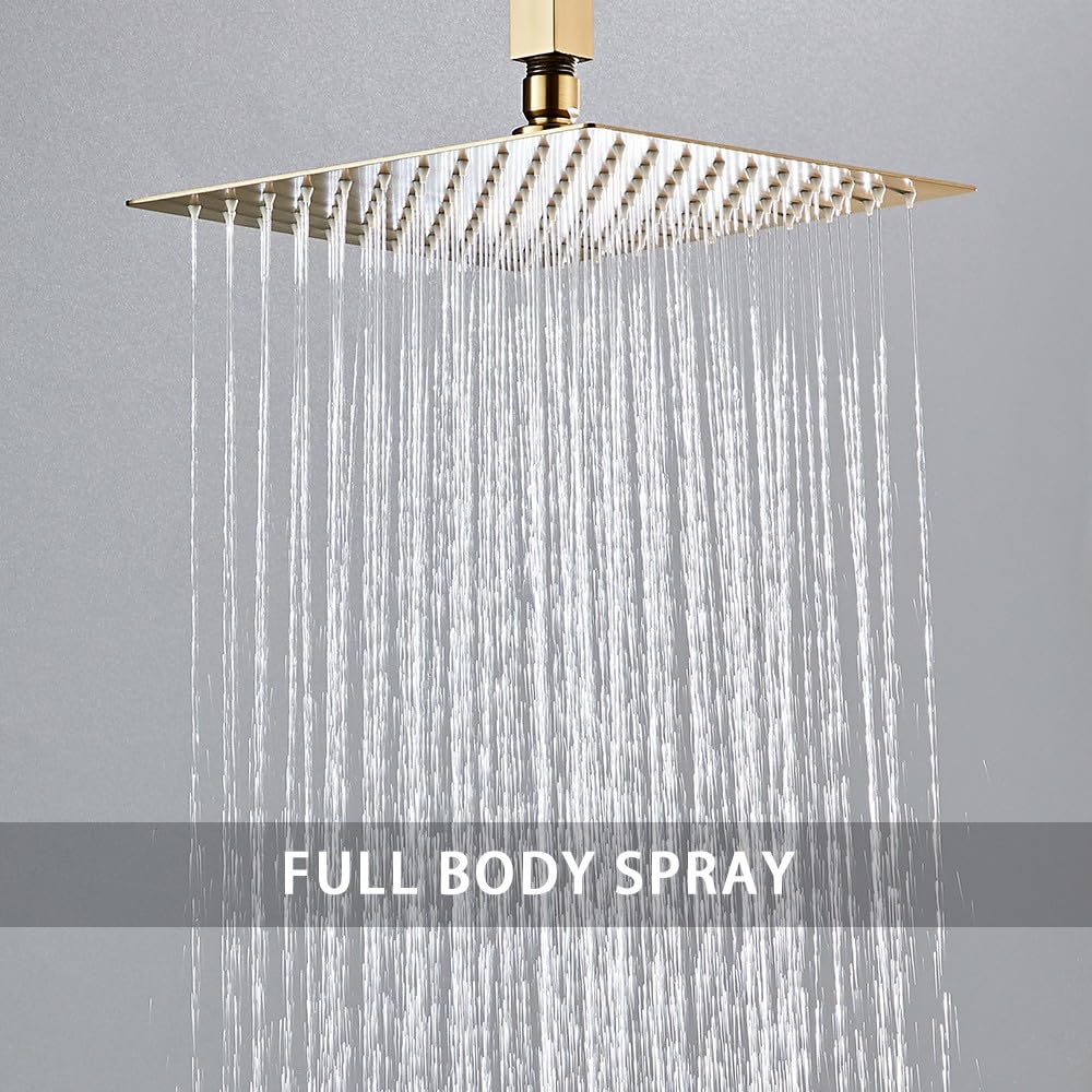Shower System Brushed Nickel Bathroom 10 Inch Rain Shower Head Ceiling Mount with Handheld Luxury High Pressure Shower Combo Set Shower Faucet Rough-in Valve Body and Trim Included