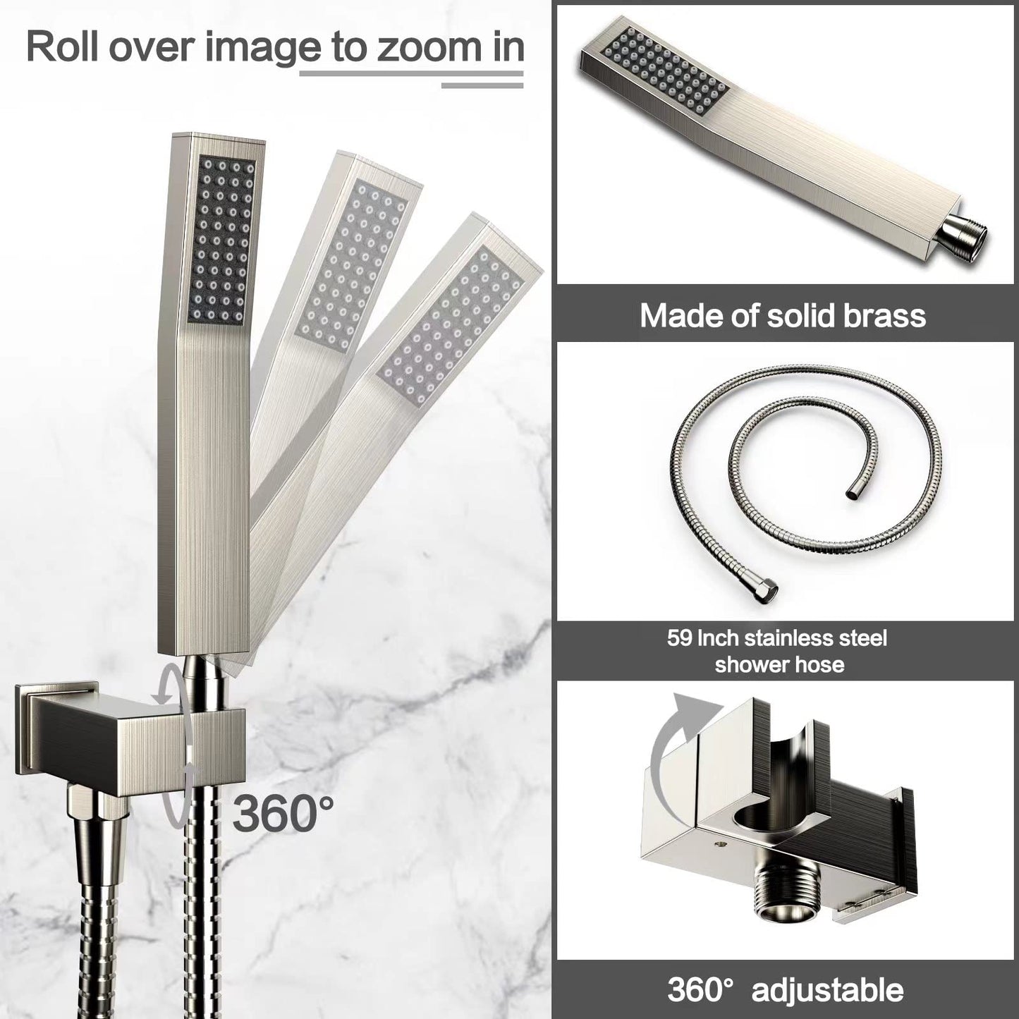 Rain Shower System 10 Inches Shower Head with Handheld Combo Set for Bathroom,High Pressure Rainfall Shower Faucet Set Wall Mounted,Rough-in Valve and Trim Kit(Brushed Gold)