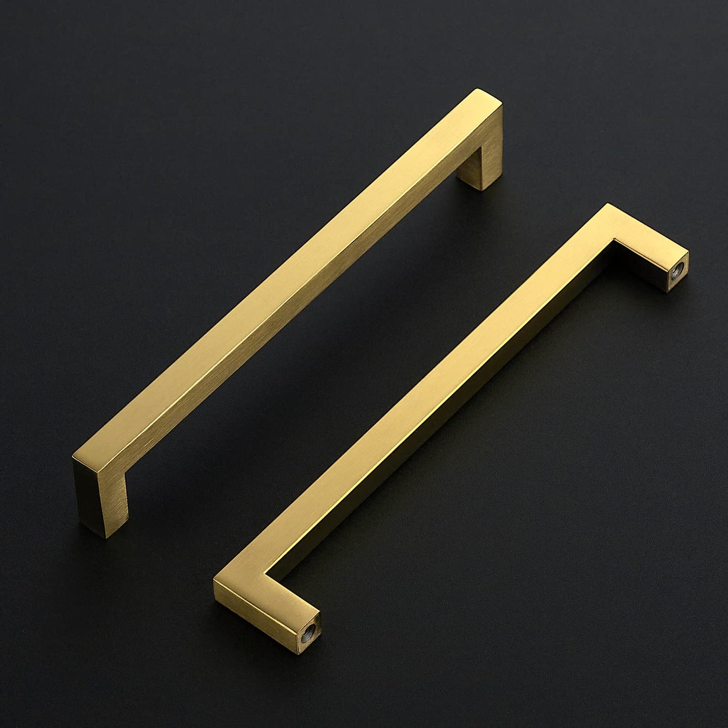 Ravinte 10 Pack Gold Cabinet Pulls 12-3/5 Inch Brushed Brass Kitchen Cabinet Handles Gold Square Kitchen Hardware for Cabinet Gold Kitchen Drawer Pulls Come with Screwdriver