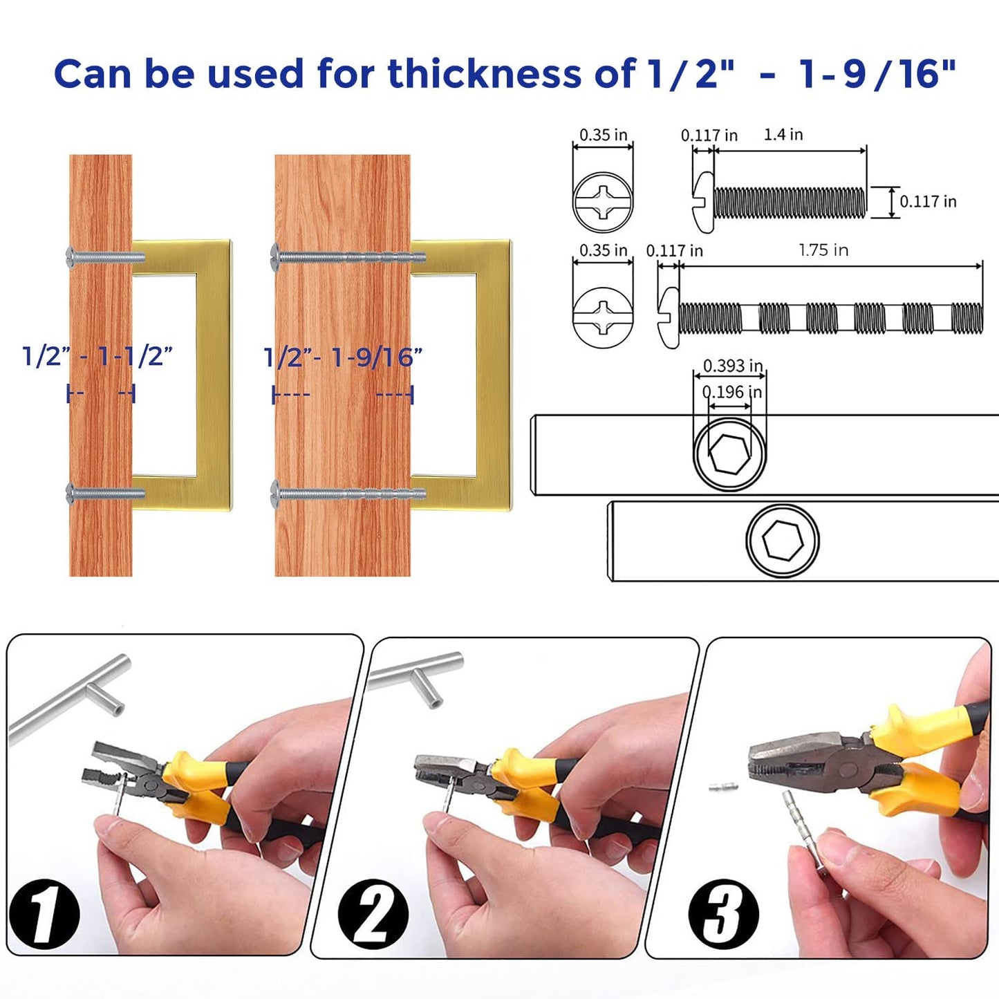 Ravinte 10 Pack Gold Cabinet Pulls 12-3/5 Inch Brushed Brass Kitchen Cabinet Handles Gold Square Kitchen Hardware for Cabinet Gold Kitchen Drawer Pulls Come with Screwdriver