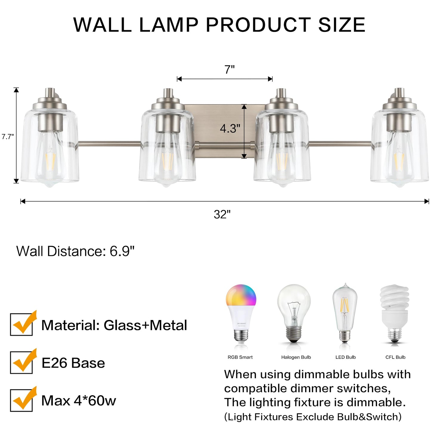 SOLFART Vintage Vanity Lighting Fixtures for Bathroom Black with Bronze Wall Lamp Sconce Black with Bronze 4 lights