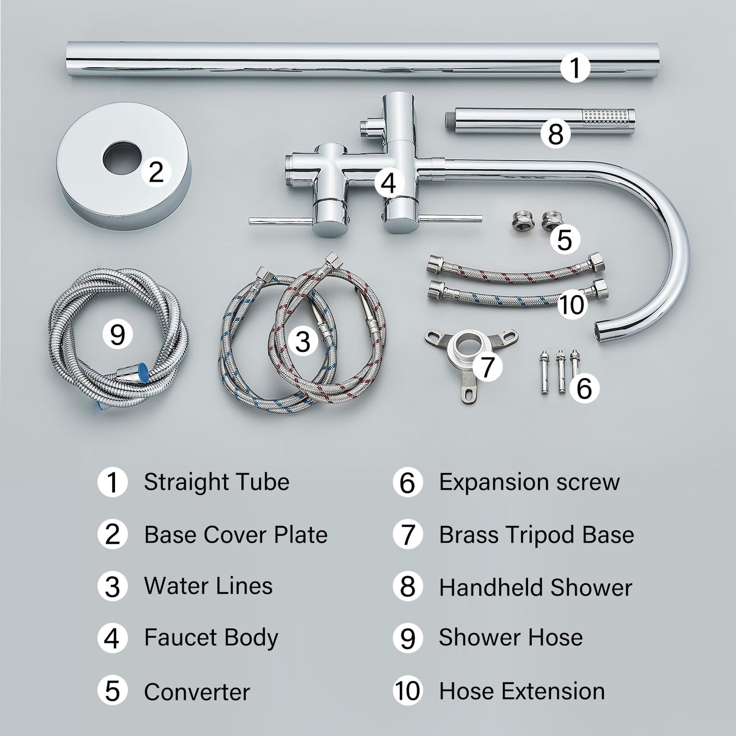 YAGATAP Freestanding Bathtub Faucet Floor Mount Tub Filler Matte Black High Flow Shower Faucets with Handheld Shower Mixer Taps Swivel Spout
