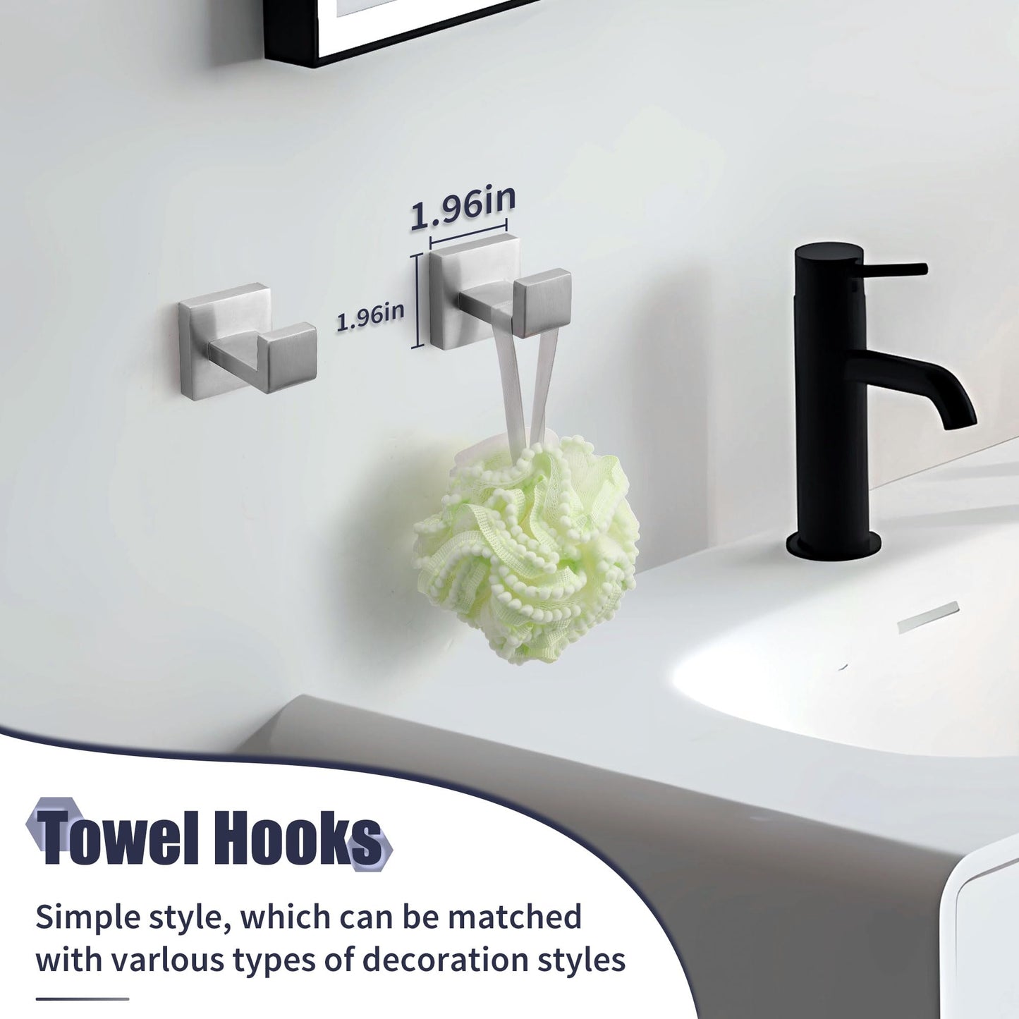 5-Pieces Matte Black Bathroom Hardware Accessories Set, SUS304 Stainless Steel Bath Towel Bar Set, Towel Racks for Bathroom Wall Mounted.