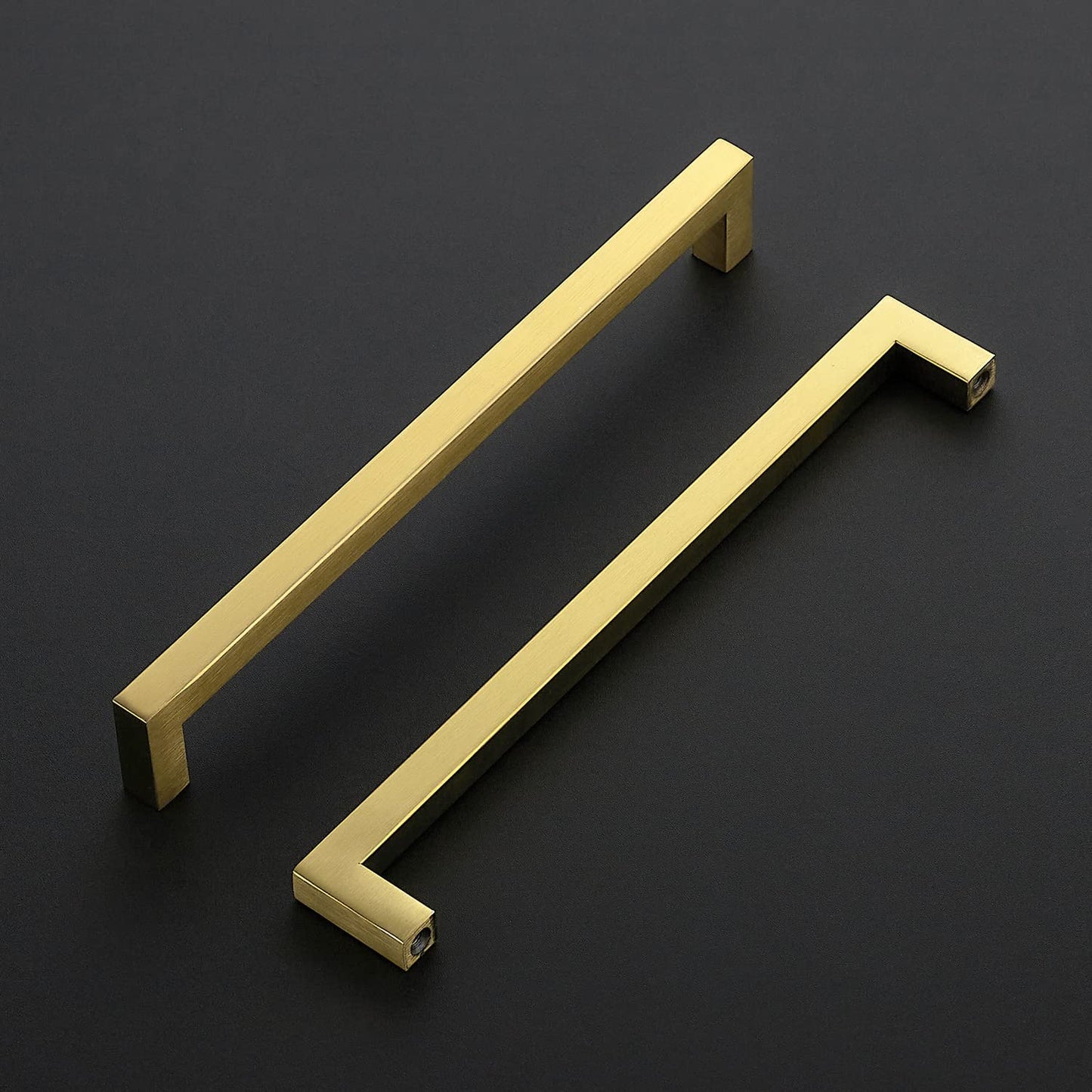 Ravinte 10 Pack Gold Cabinet Pulls 12-3/5 Inch Brushed Brass Kitchen Cabinet Handles Gold Square Kitchen Hardware for Cabinet Gold Kitchen Drawer Pulls Come with Screwdriver