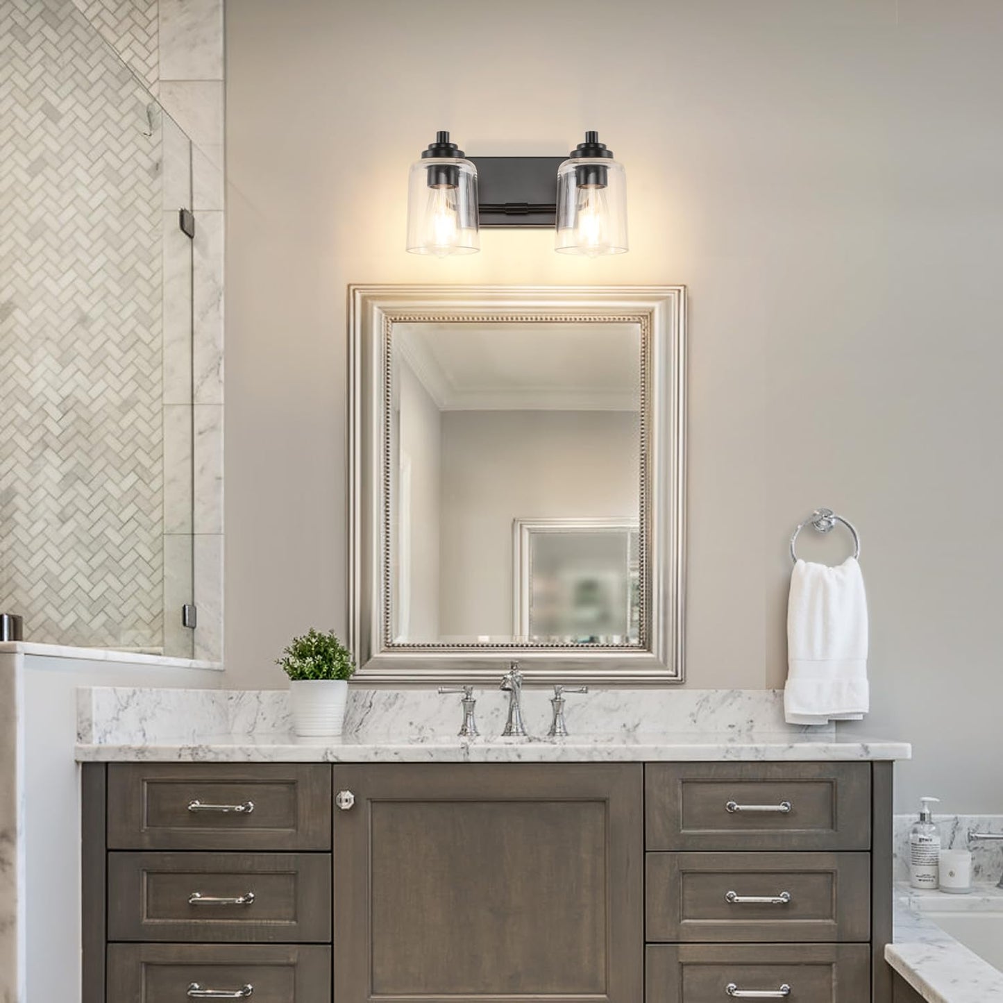 SOLFART Vintage Vanity Lighting Fixtures for Bathroom Black with Bronze Wall Lamp Sconce Black with Bronze 4 lights